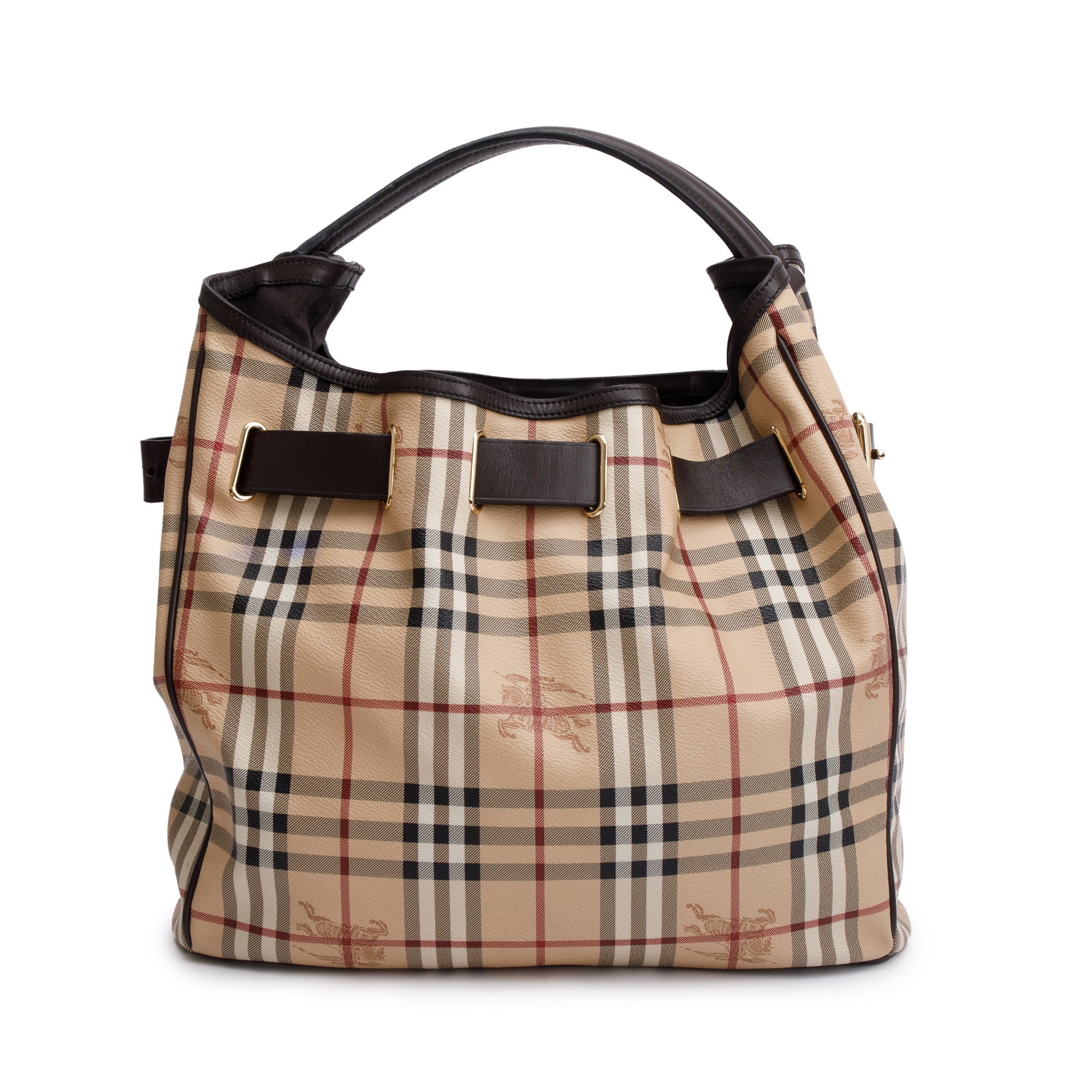 Burberry Haymarket Check Canvas Medium Walden Belted Hobo Bag