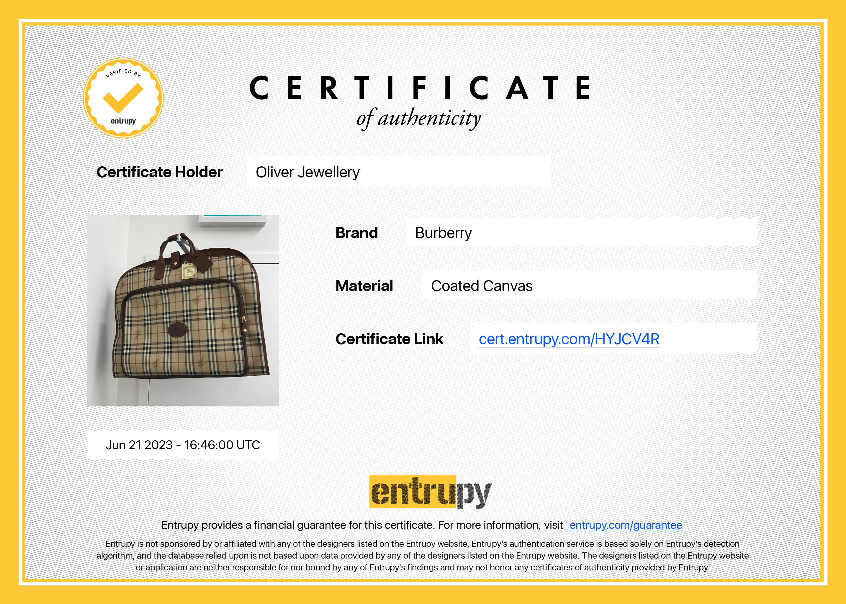 Burberry Haymarket Check Garment Bag w/ 2 Hangers