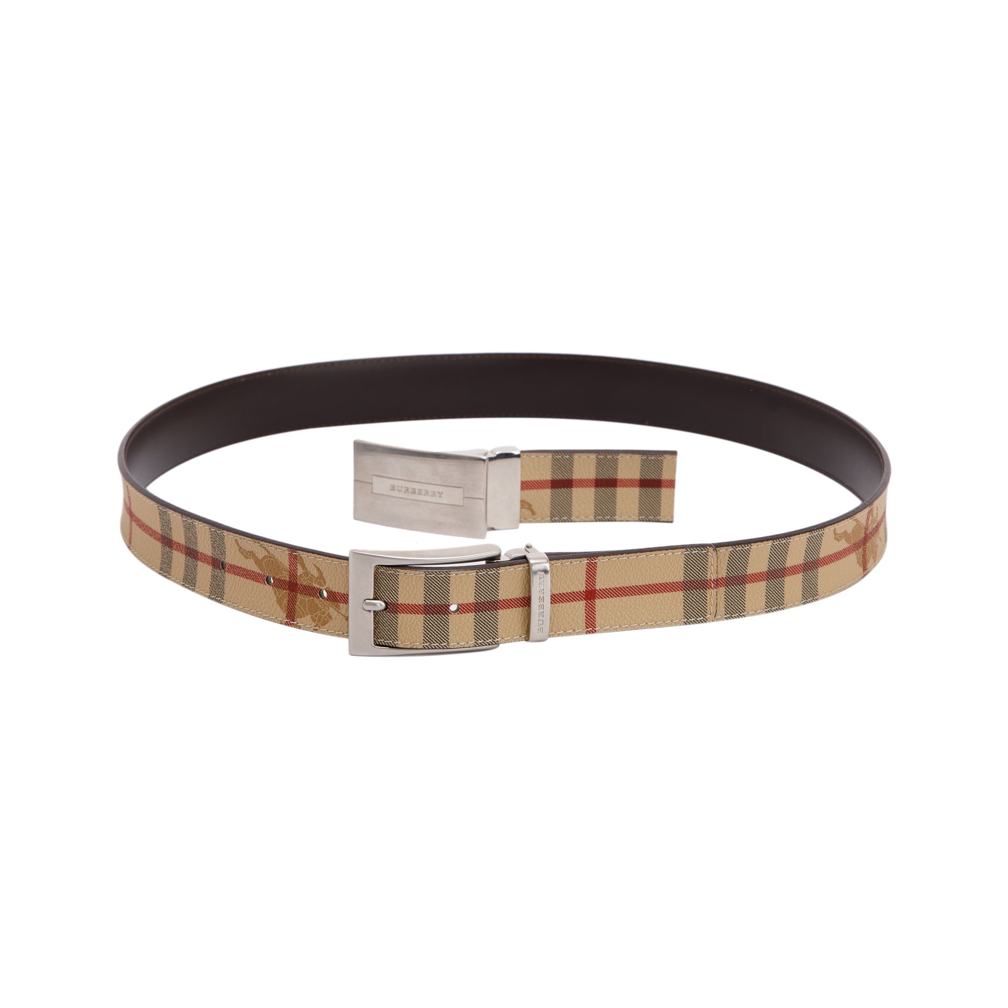 Burberry Haymarket Check and Leather Belt