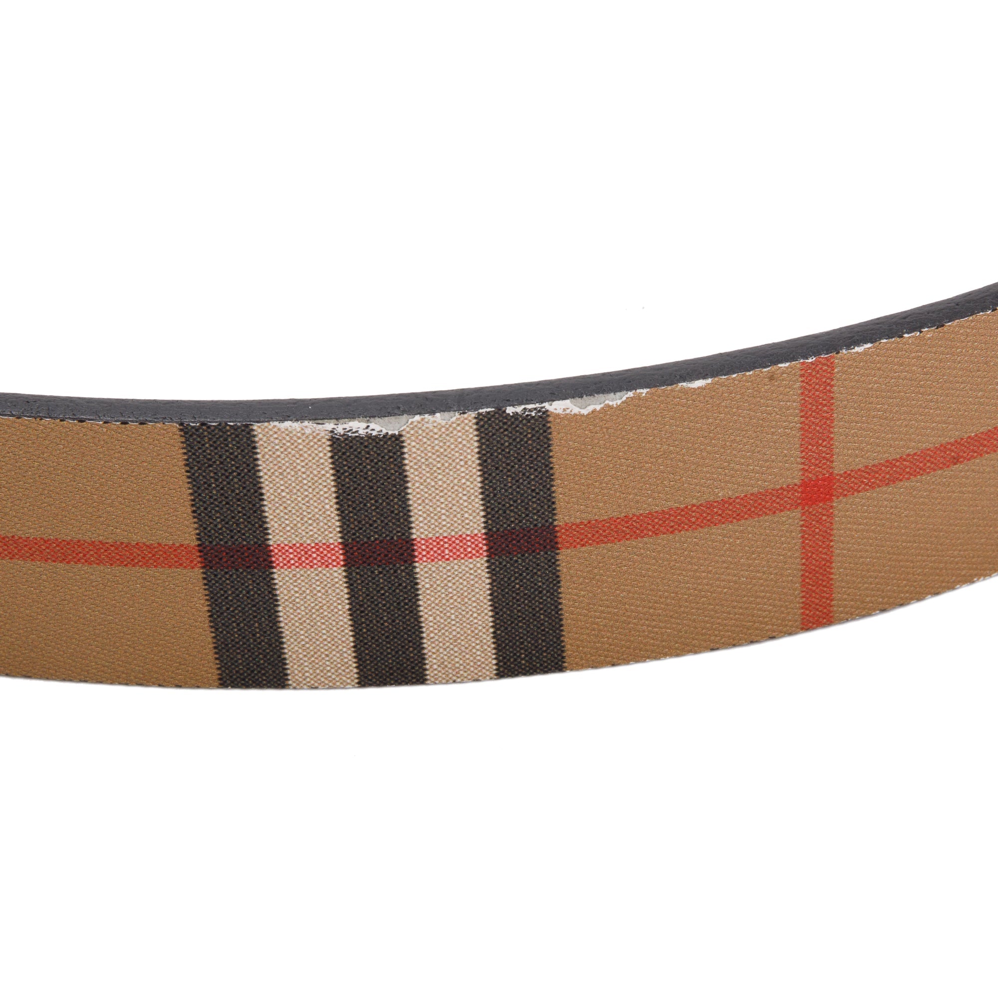 Burberry Haymarket Check and Leather Belt w/ Box