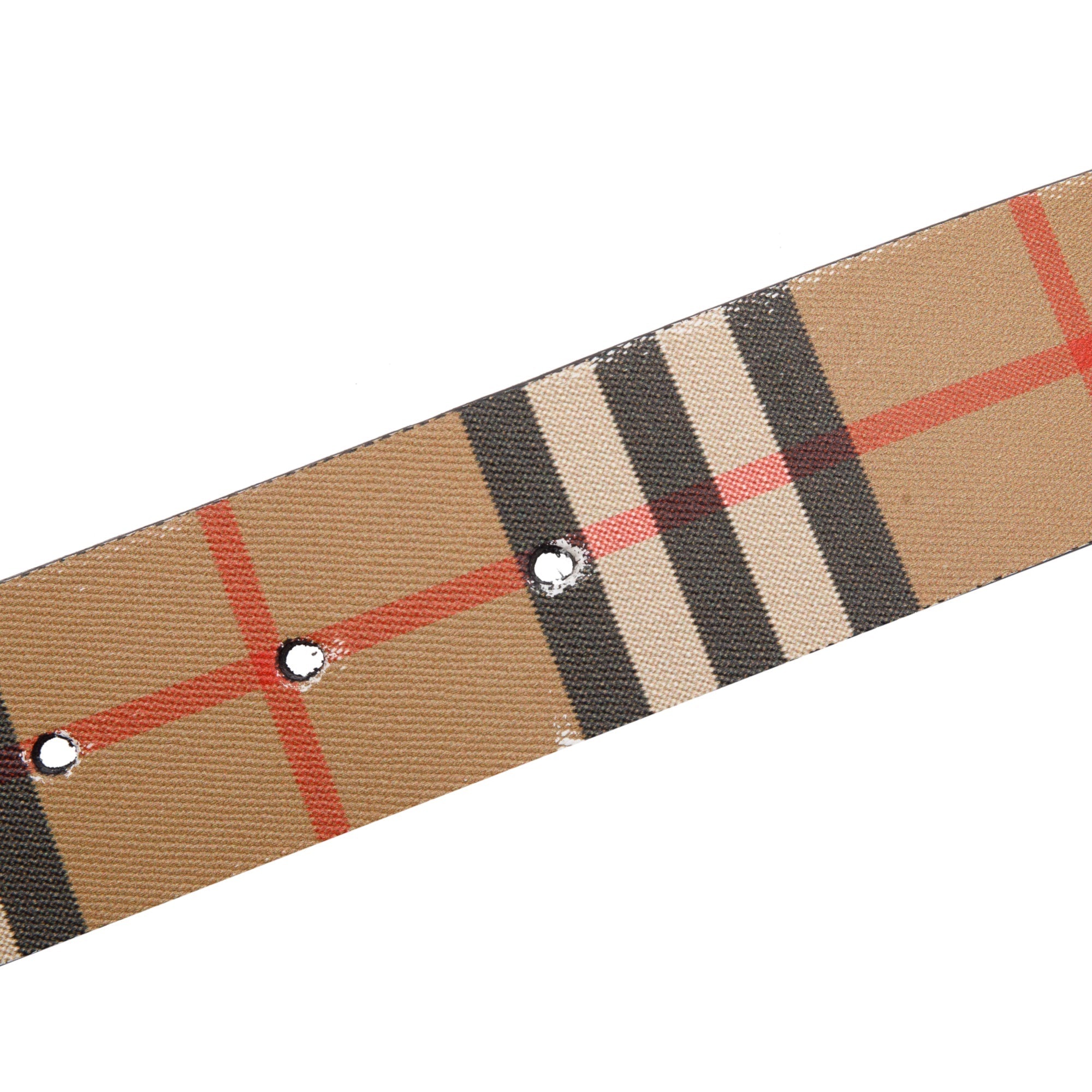 Burberry Haymarket Check and Leather Belt w/ Box