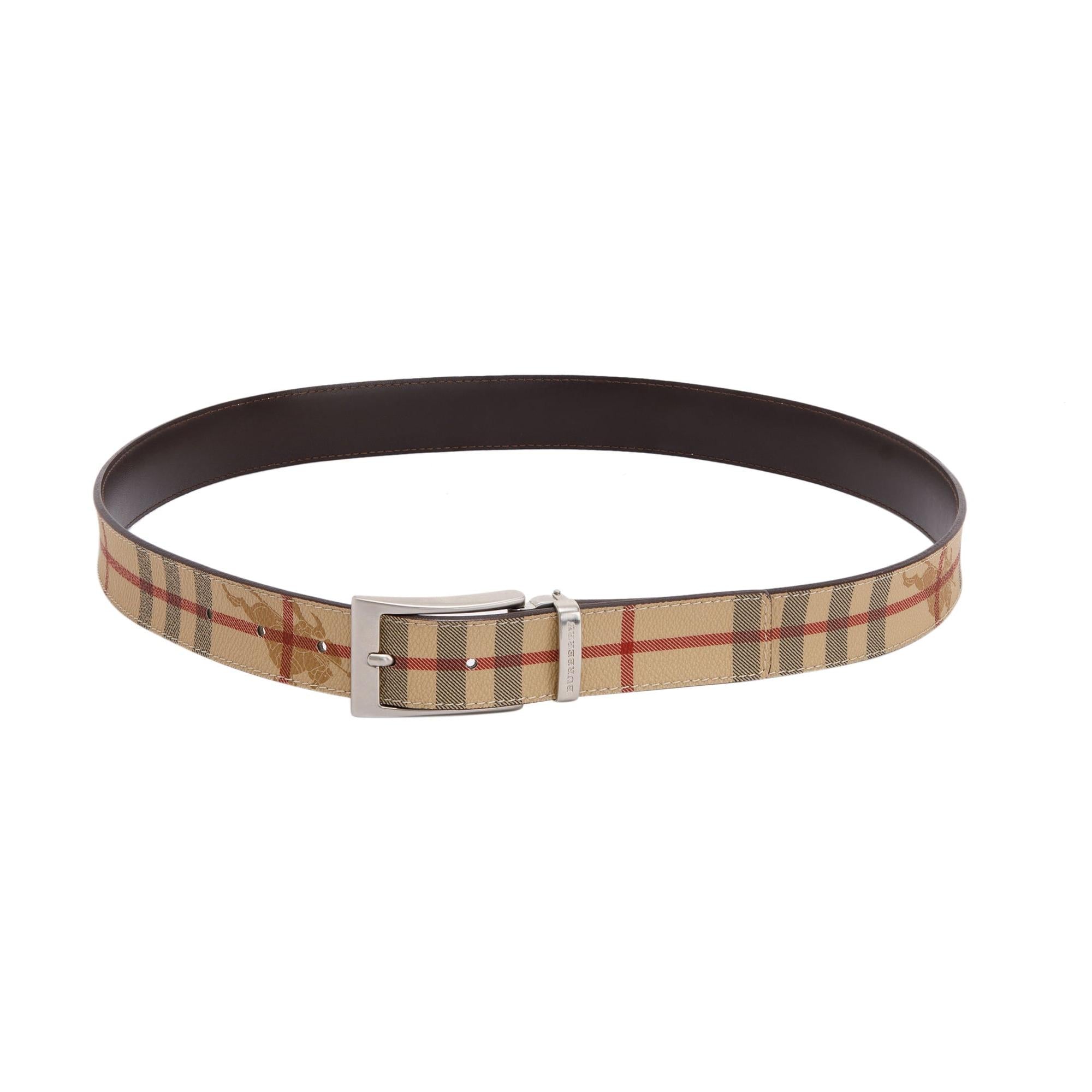 Burberry Haymarket Check and Leather Belt