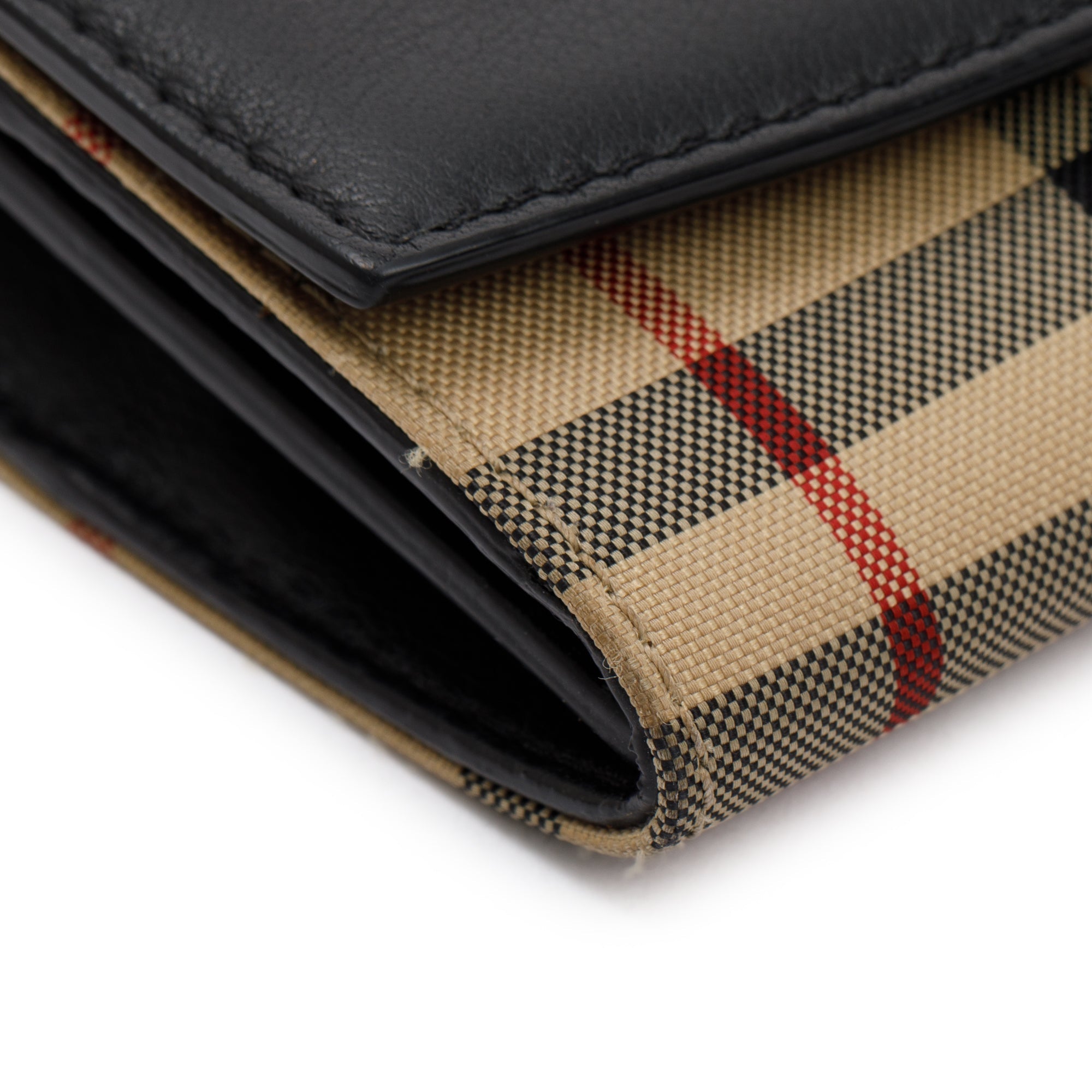 Burberry House Check Black Calfskin Leather Henley Wallet on Chain