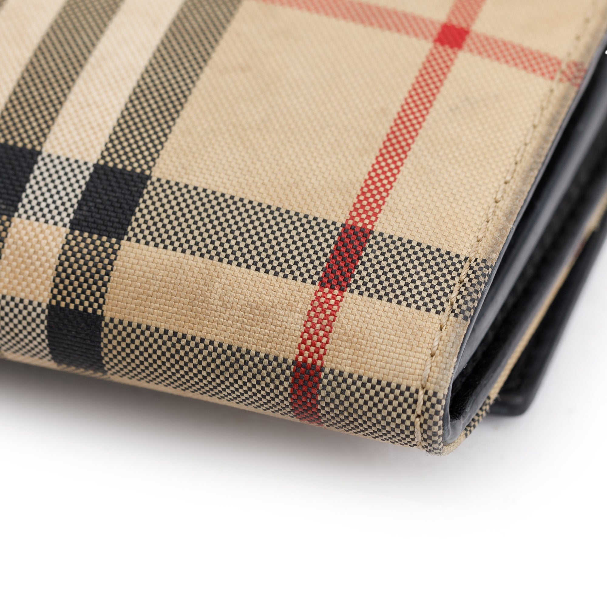 Burberry House Check Black Calfskin Leather Henley Wallet on Chain