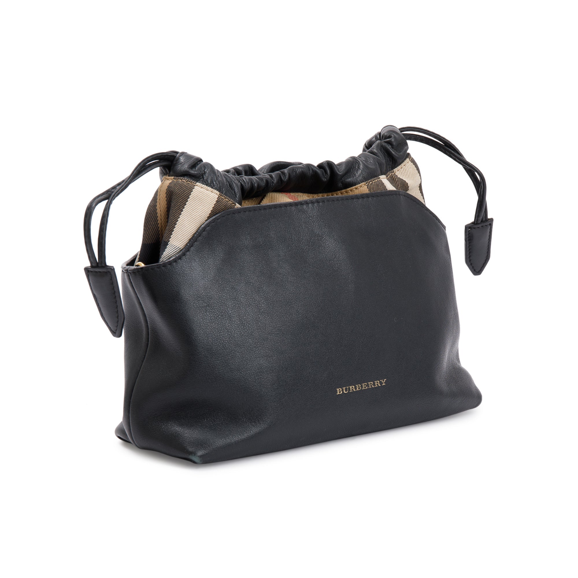 Burberry House Check Black Calfskin Leather Little Crush Crossbody