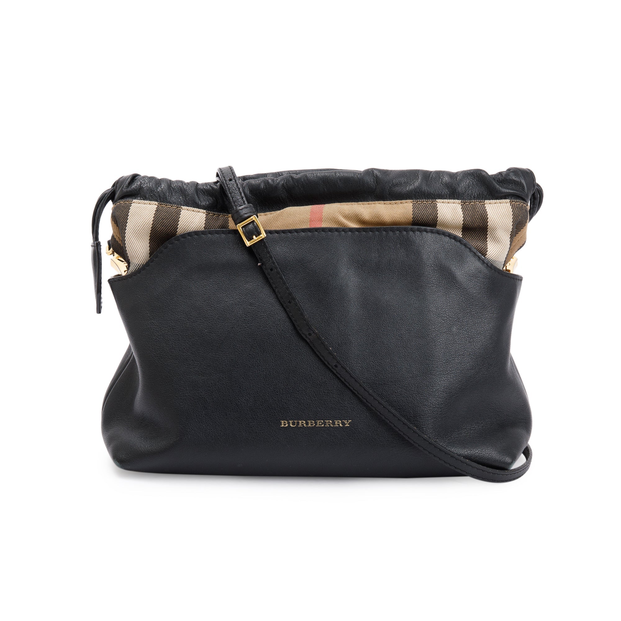 Burberry House Check Black Calfskin Leather Little Crush Crossbody