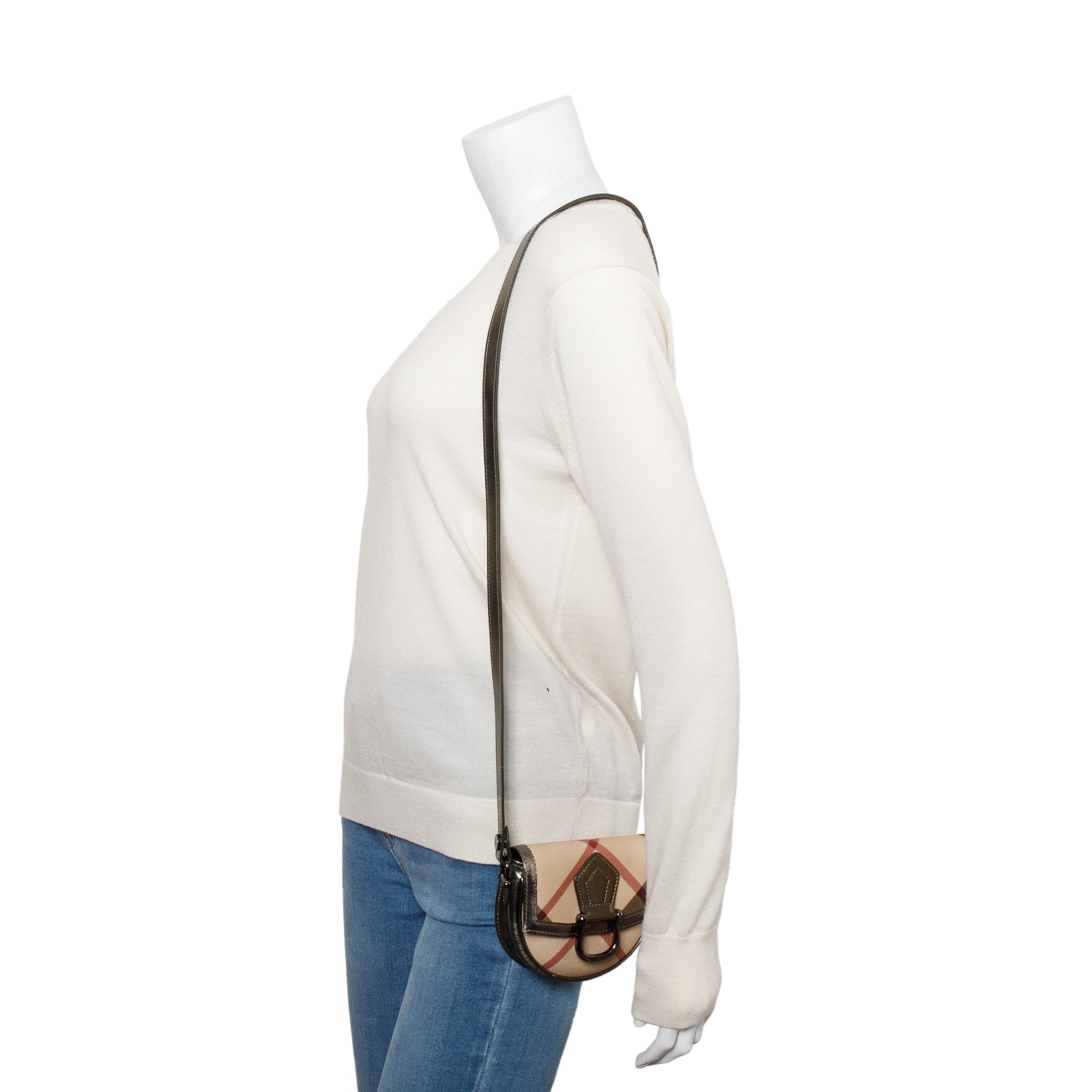 Burberry House Check Metallic Leather Trimmed Mini Crossbody Bag