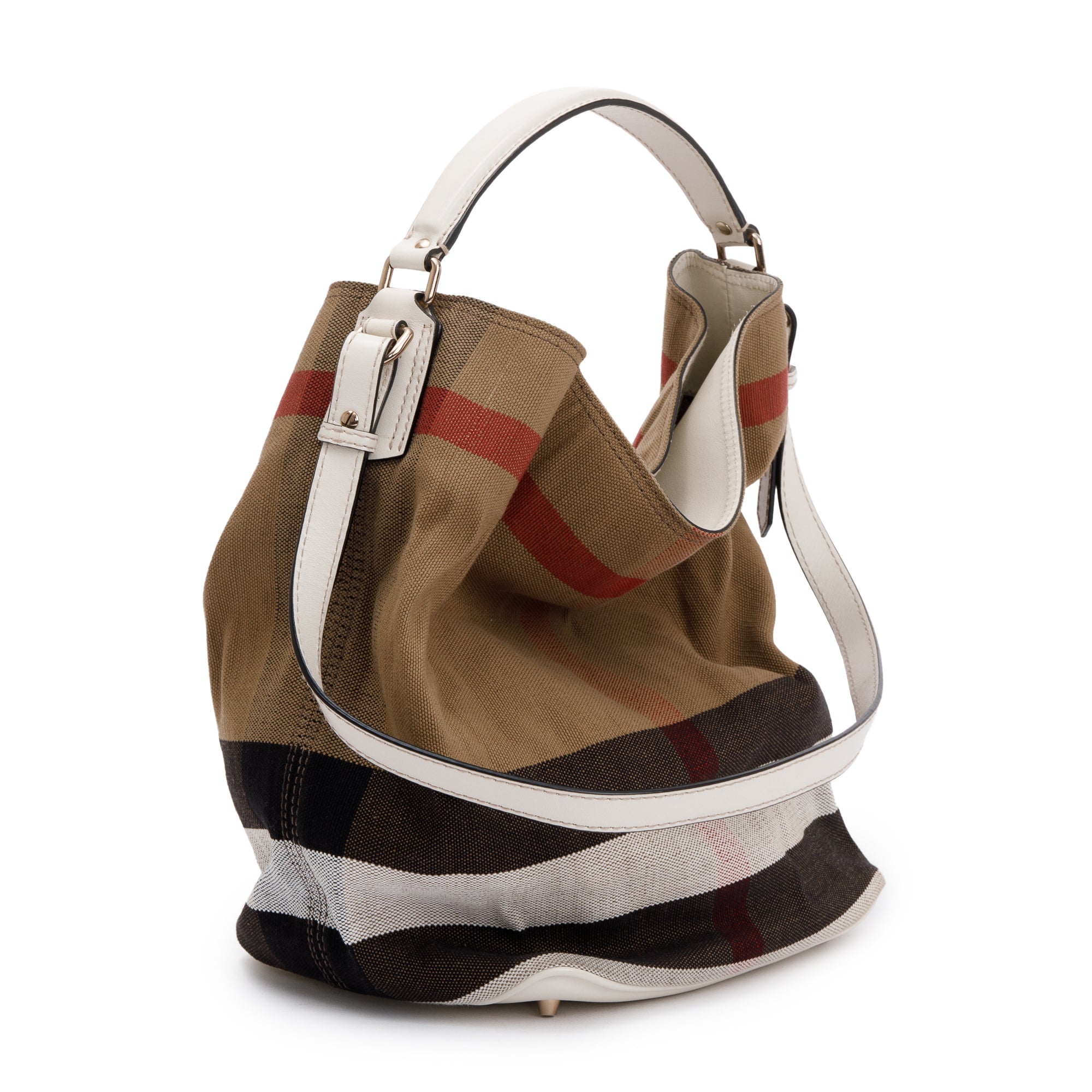 Burberry House Check Susanna Bucket Bag w/ Strap & Pouch