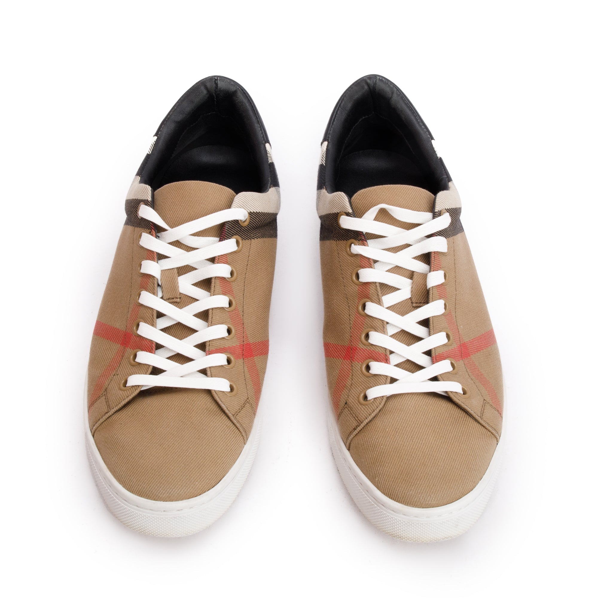 Burberry House Check and Leather Sneakers, Size 44