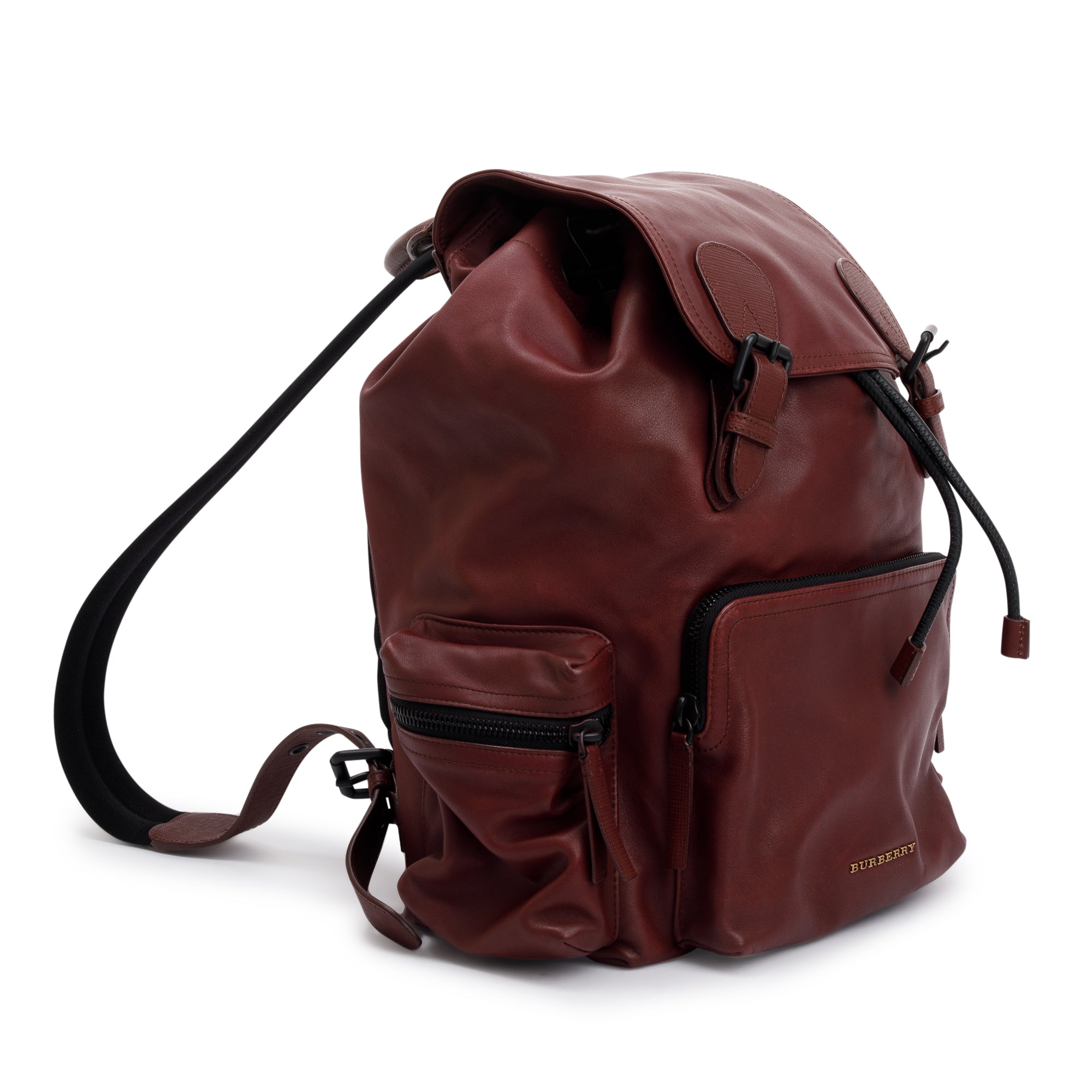 Burberry Large Burgundy Leather Rucksack Backpack