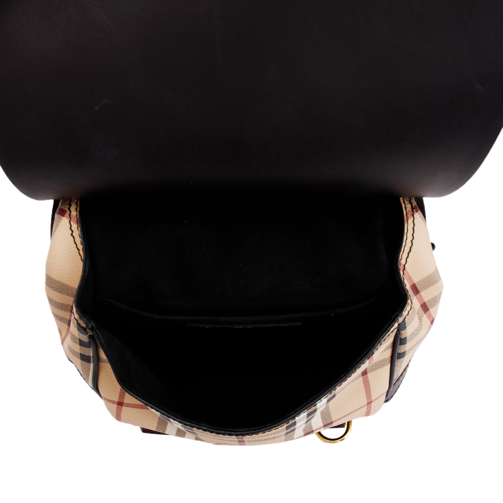 Burberry Large Leather & Haymarket Check Bridle Saddle Bag