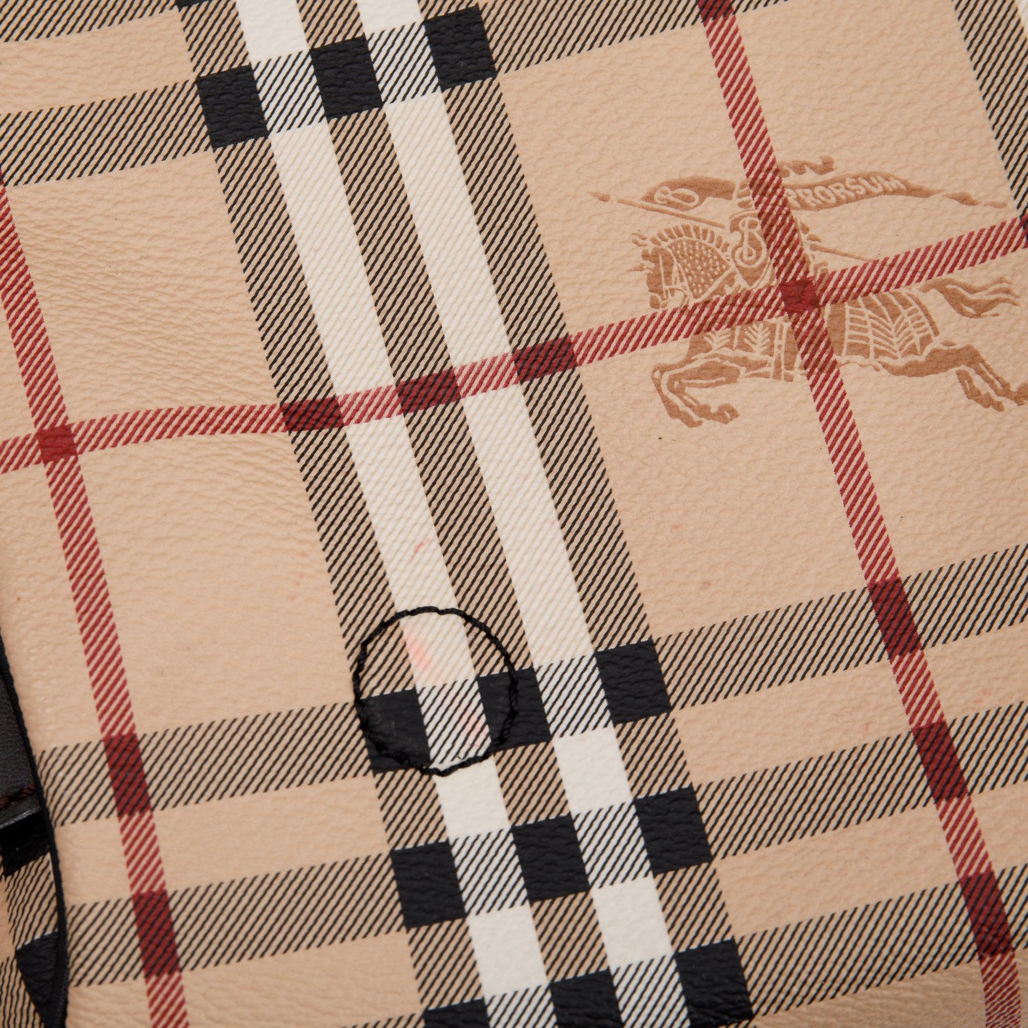 Burberry Large Leather & Haymarket Check Bridle Saddle Bag