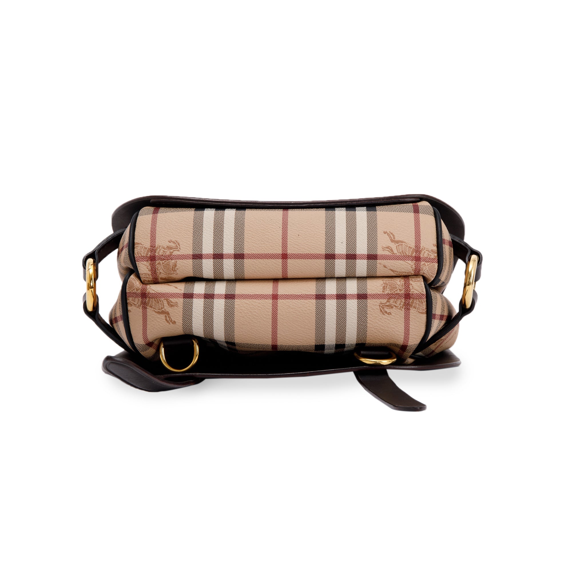 Burberry Large Leather & Haymarket Check Bridle Saddle Bag