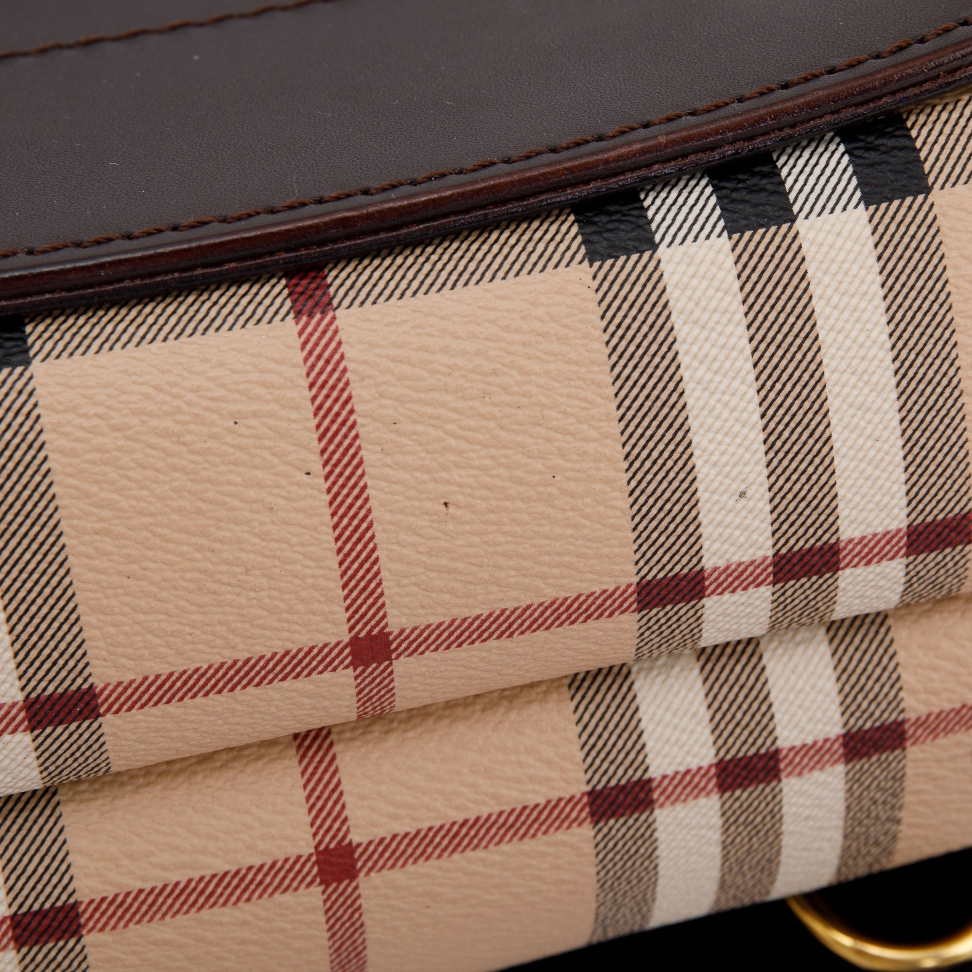 Burberry Large Leather & Haymarket Check Bridle Saddle Bag