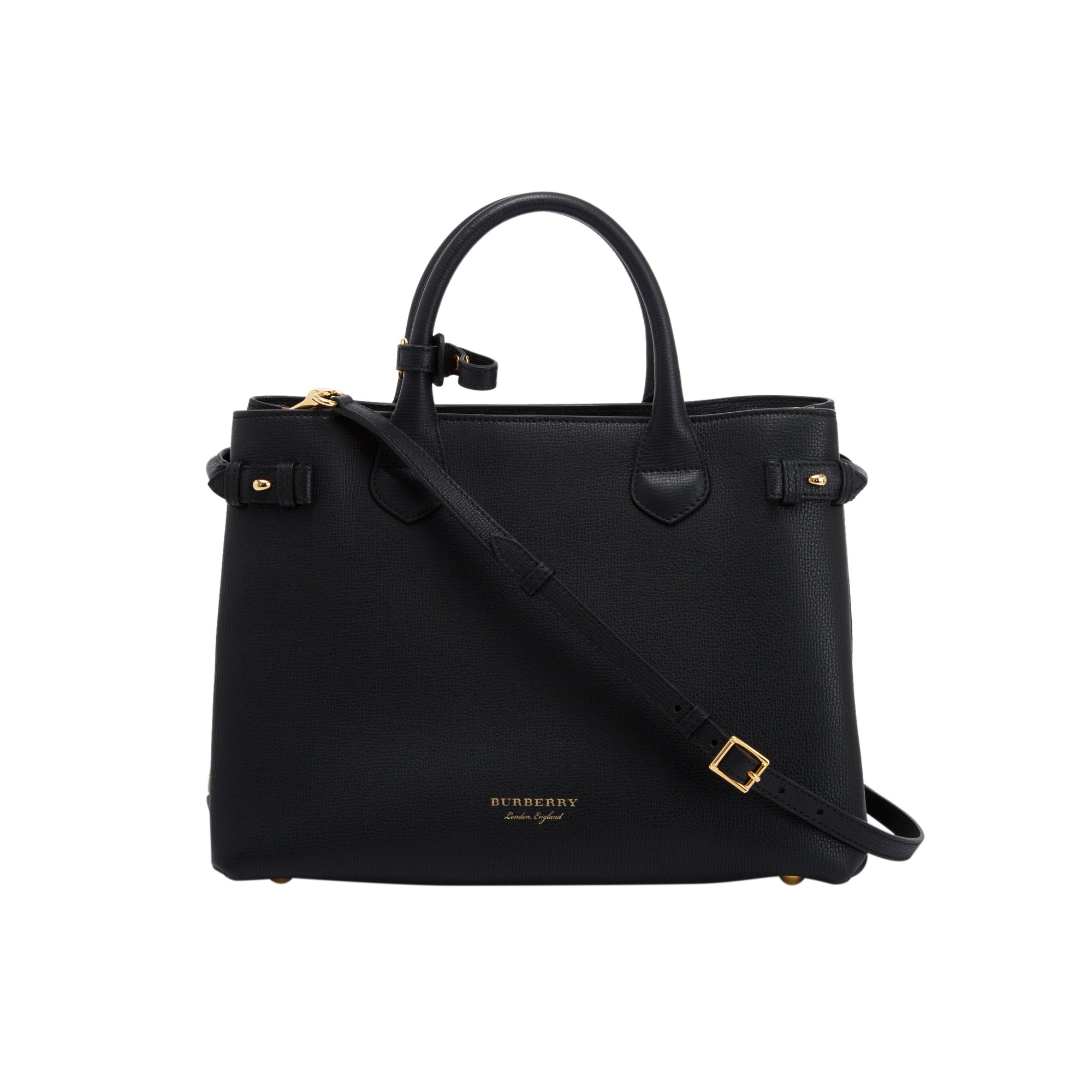 Burberry Leather & House Check Medium Banner Tote w/ Strap