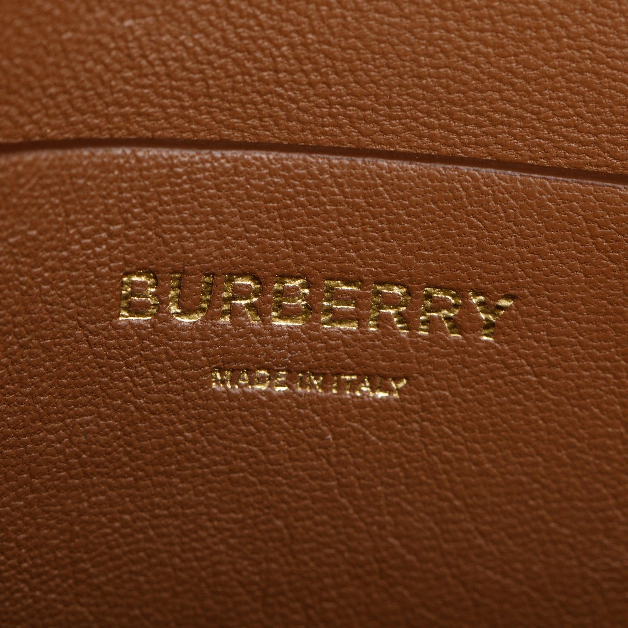 Burberry Malt Brown & Black Calfskin Leather Small Grace Bag w/ Box & Receipt