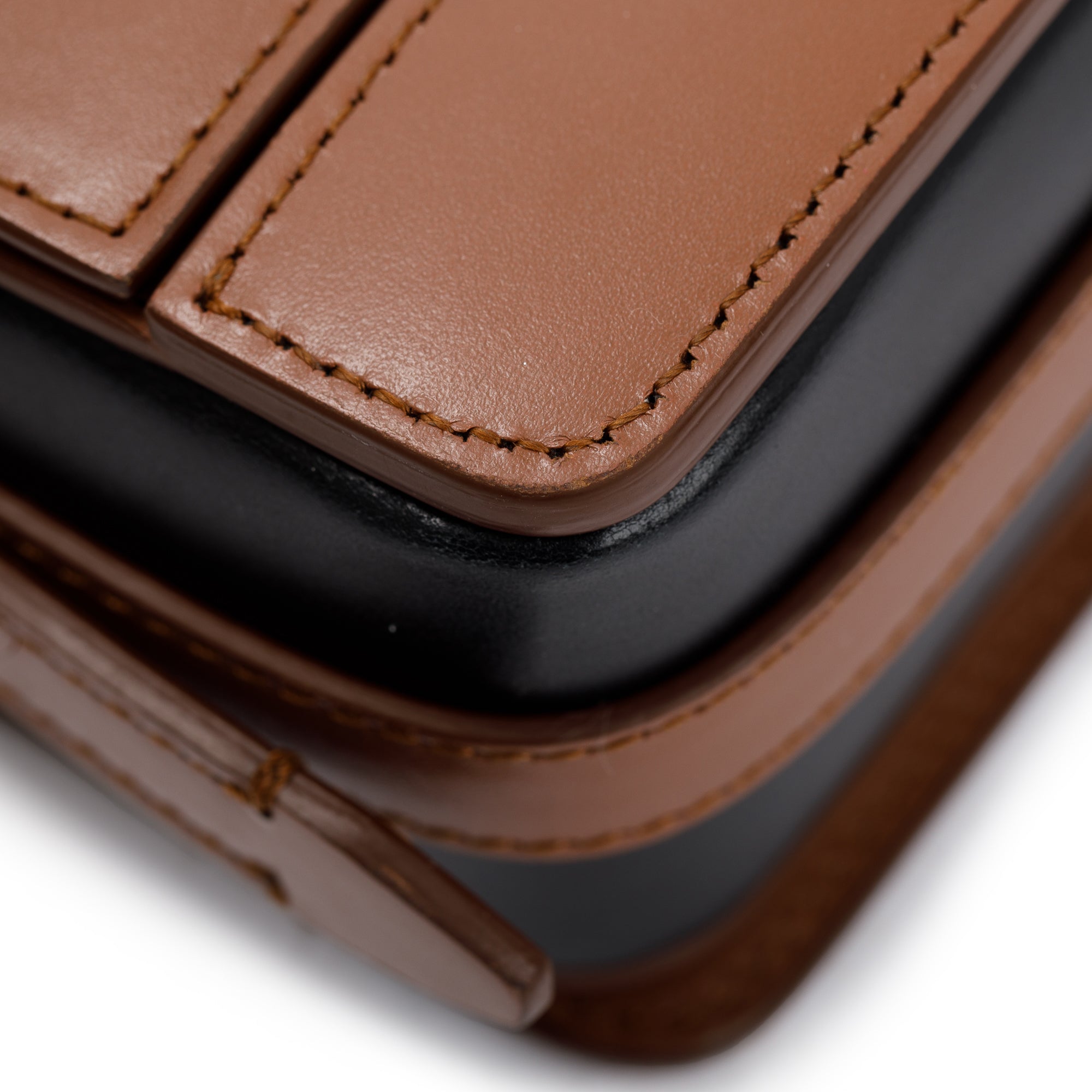 Burberry Malt Brown & Black Calfskin Leather Small Grace Bag w/ Box & Receipt