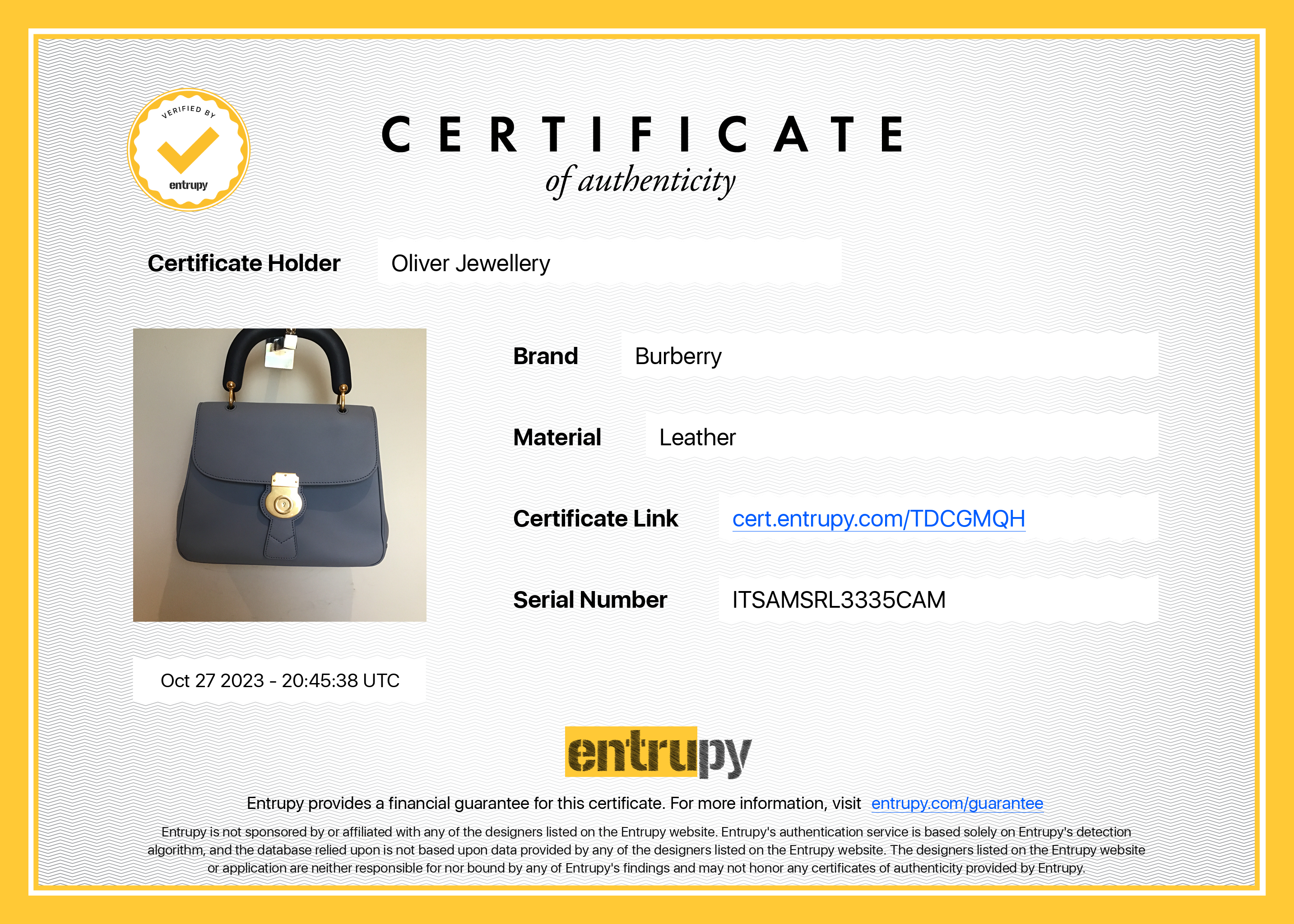 Burberry Medium Blue Trench Calfskin DK88 Top Handle Bag