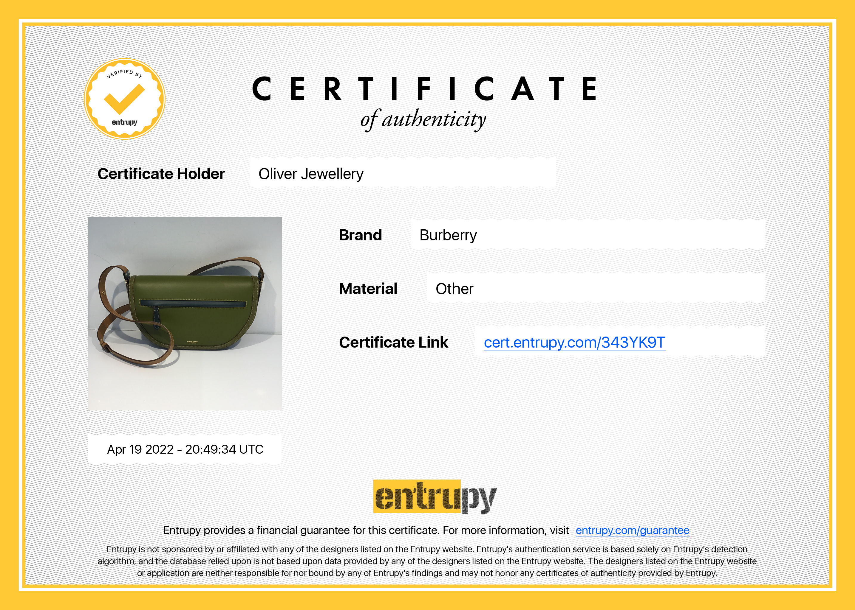 Burberry Medium Leather Olympia Bag