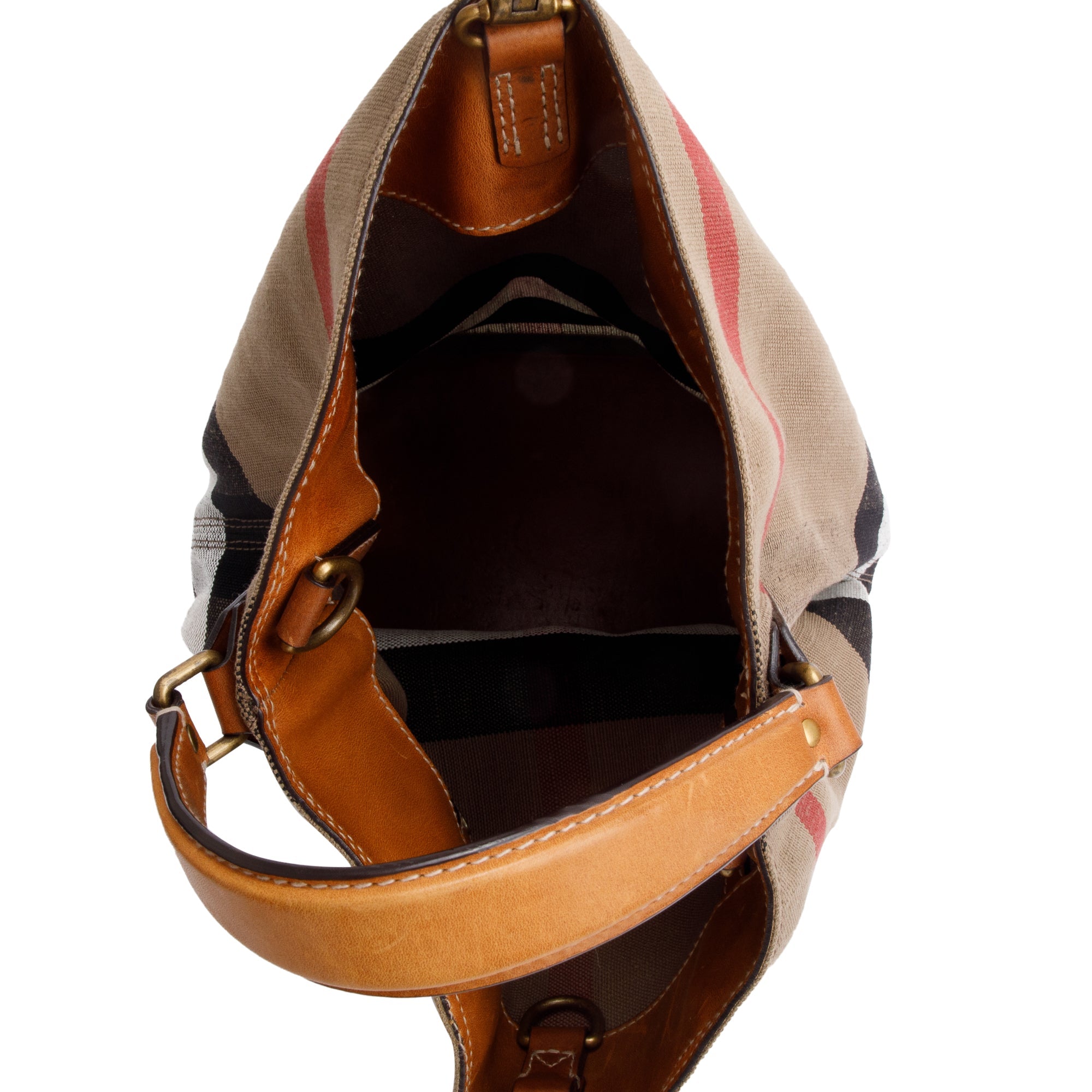 Burberry Mega Check Medium Ashby Hobo Bag w/ Strap & Pouch