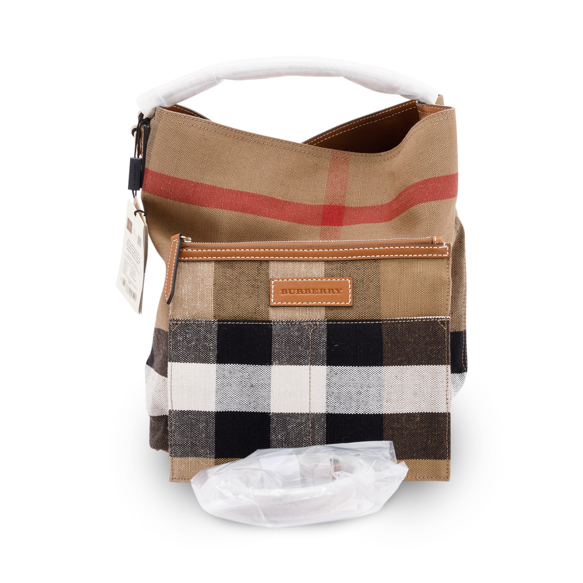 Burberry Mega Check Medium Ashby Hobo Bag w/ Strap
