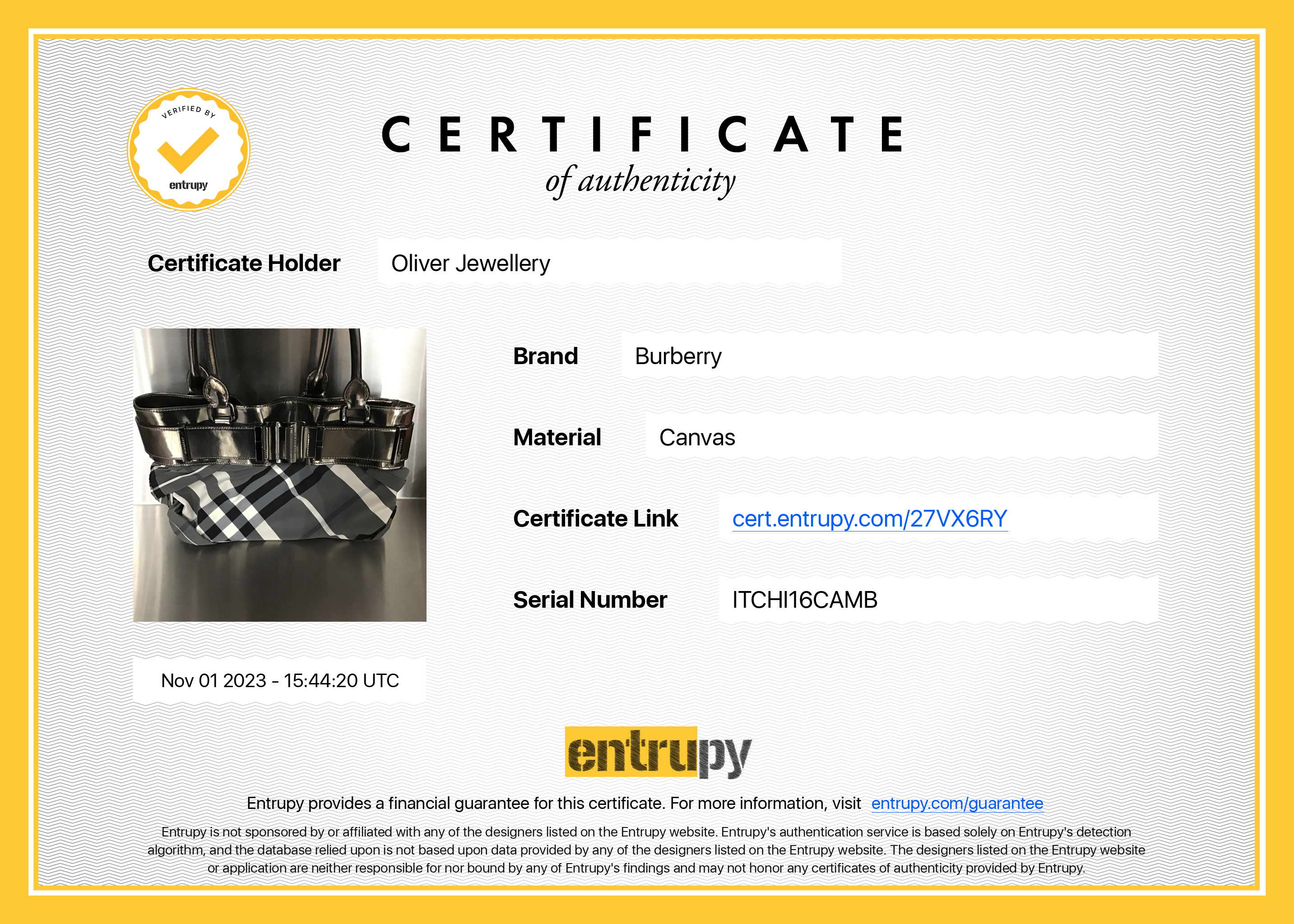 Burberry Metallic Grey Patent Leather Trim Beat Check Nylon Easton Landscape Bag