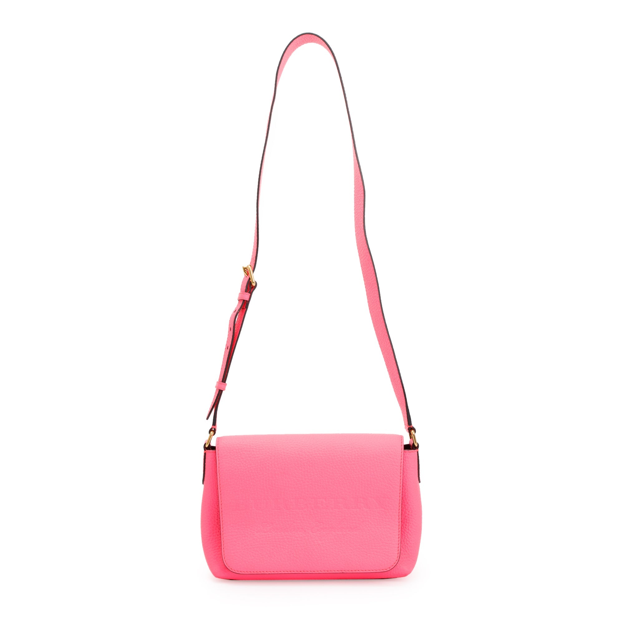 Burberry Neon Pink Calfskin Leather Small Burleigh Crossbody Bag