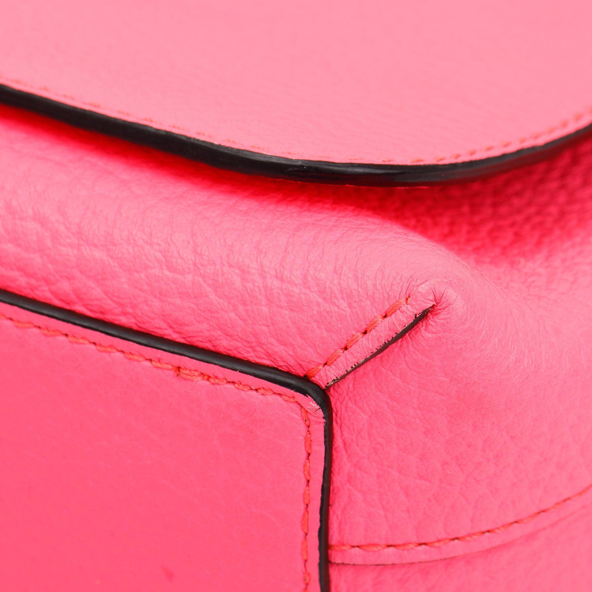 Burberry Neon Pink Calfskin Leather Small Burleigh Crossbody Bag