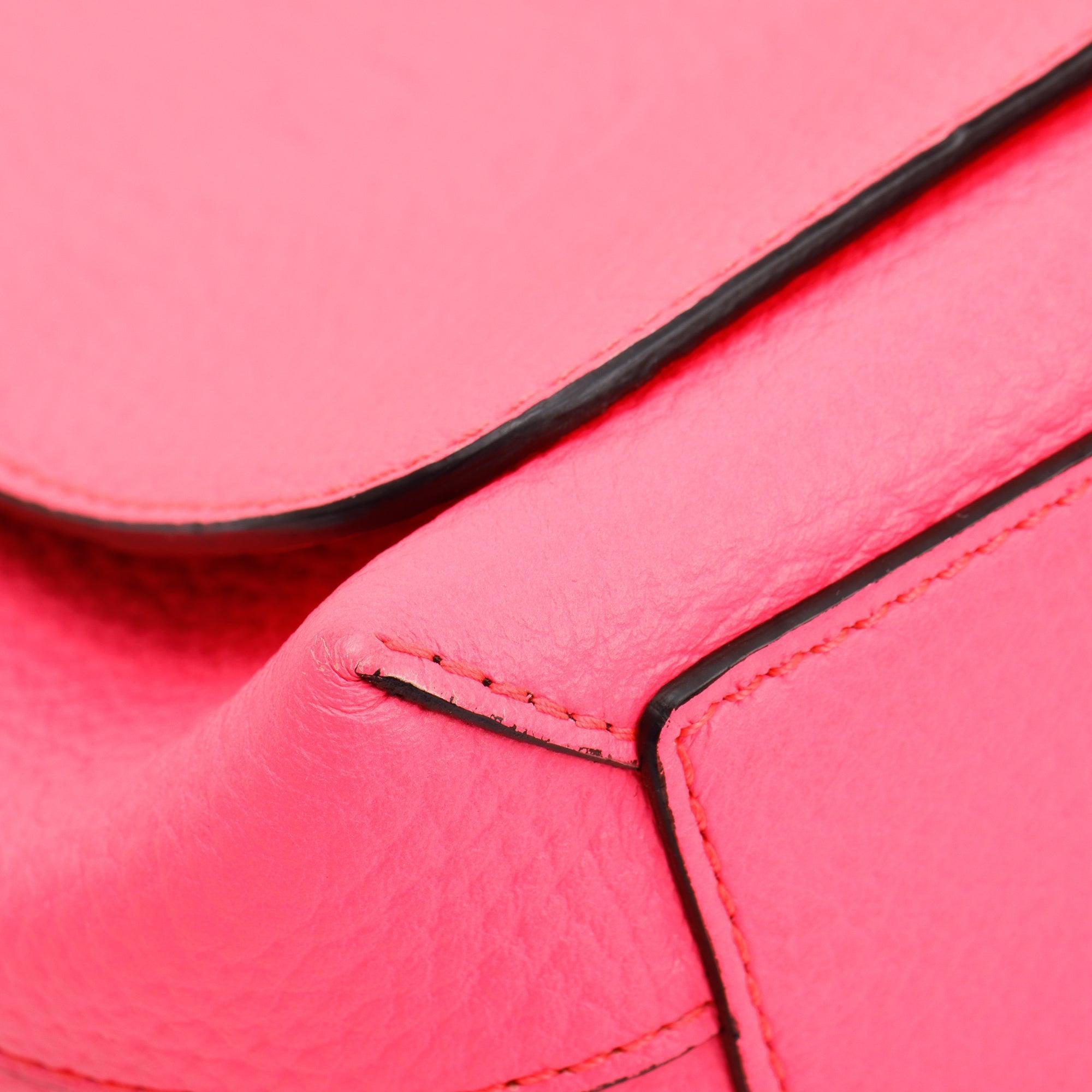 Burberry Neon Pink Calfskin Leather Small Burleigh Crossbody Bag