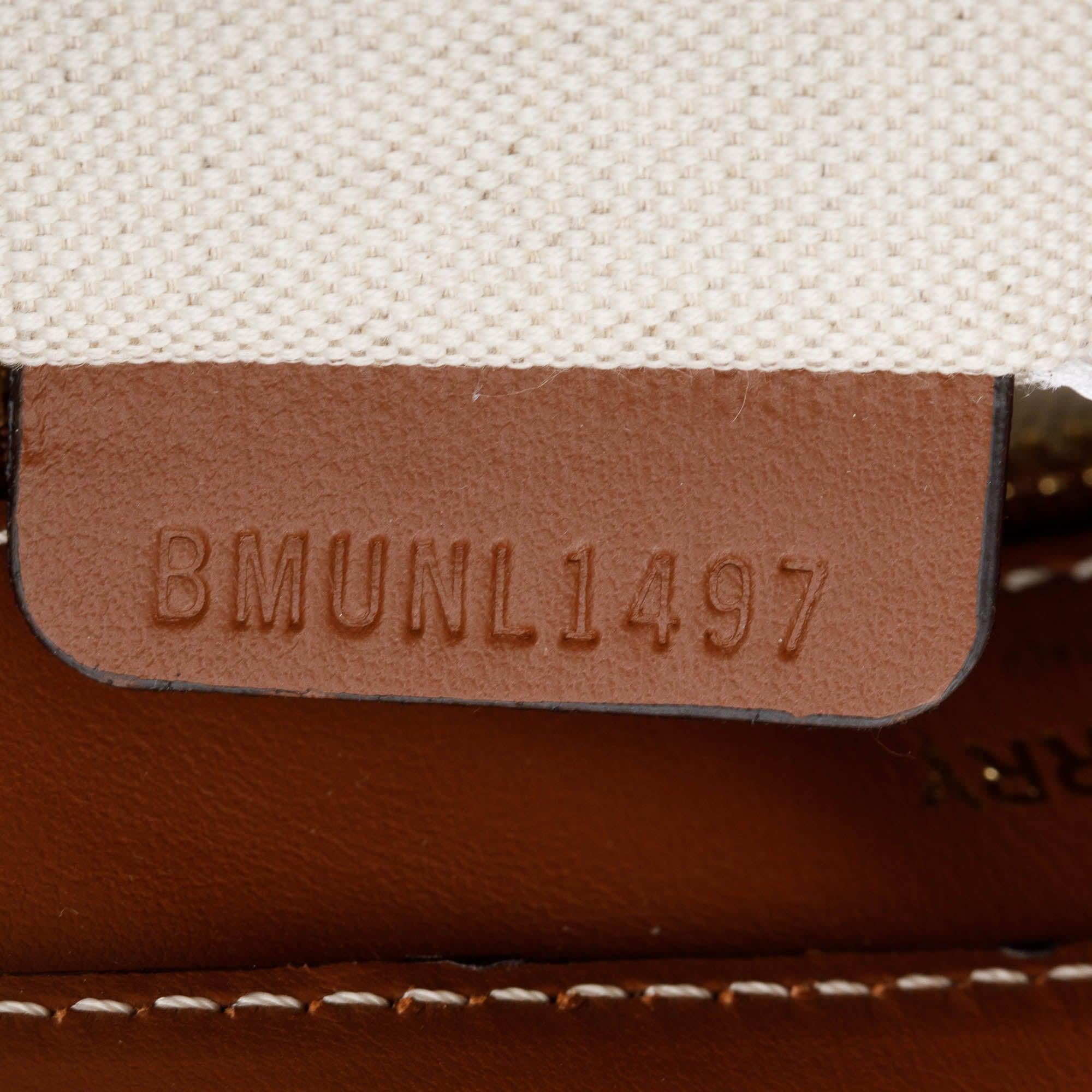 Burberry Neutral Canvas and Brown Leather Mini Pocket Bag w/ Strap & Box