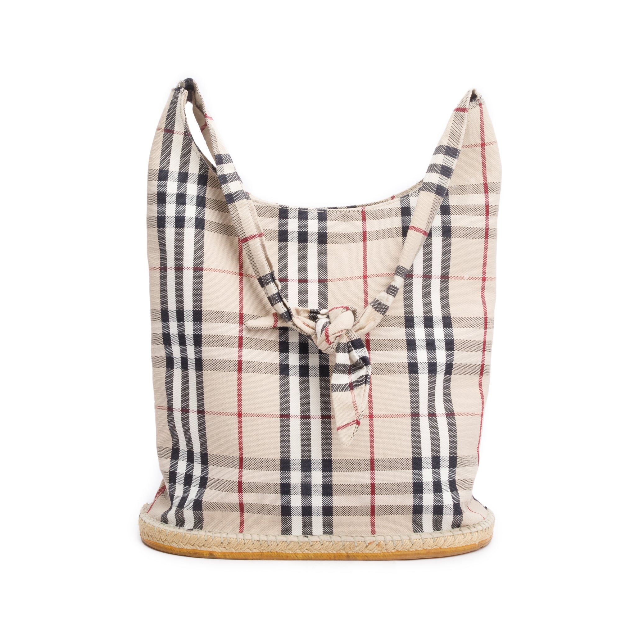 Burberry Nova Check Canvas Large Espadrille Hobo Bag
