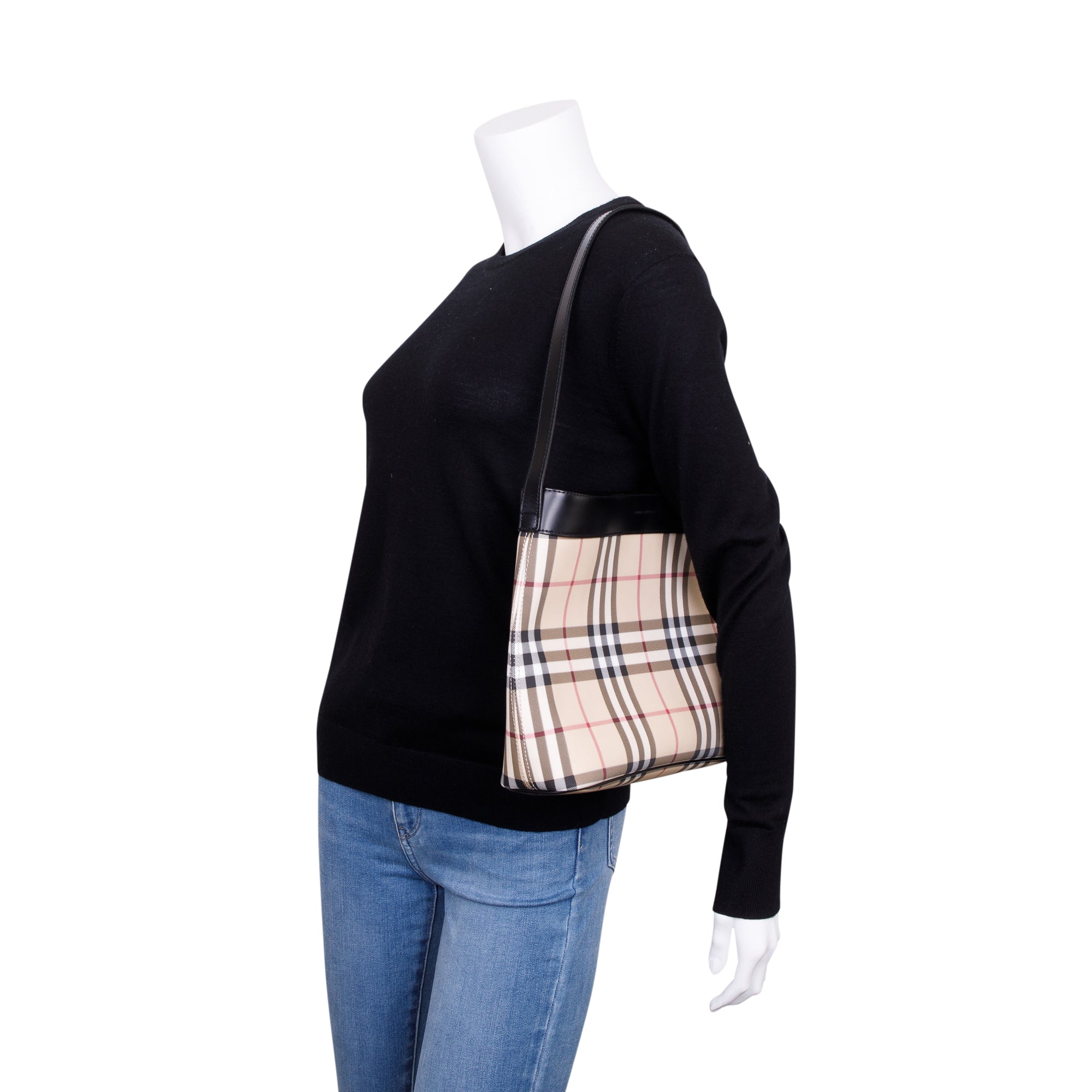 Burberry Nova Check Canvas Shoulder Bag