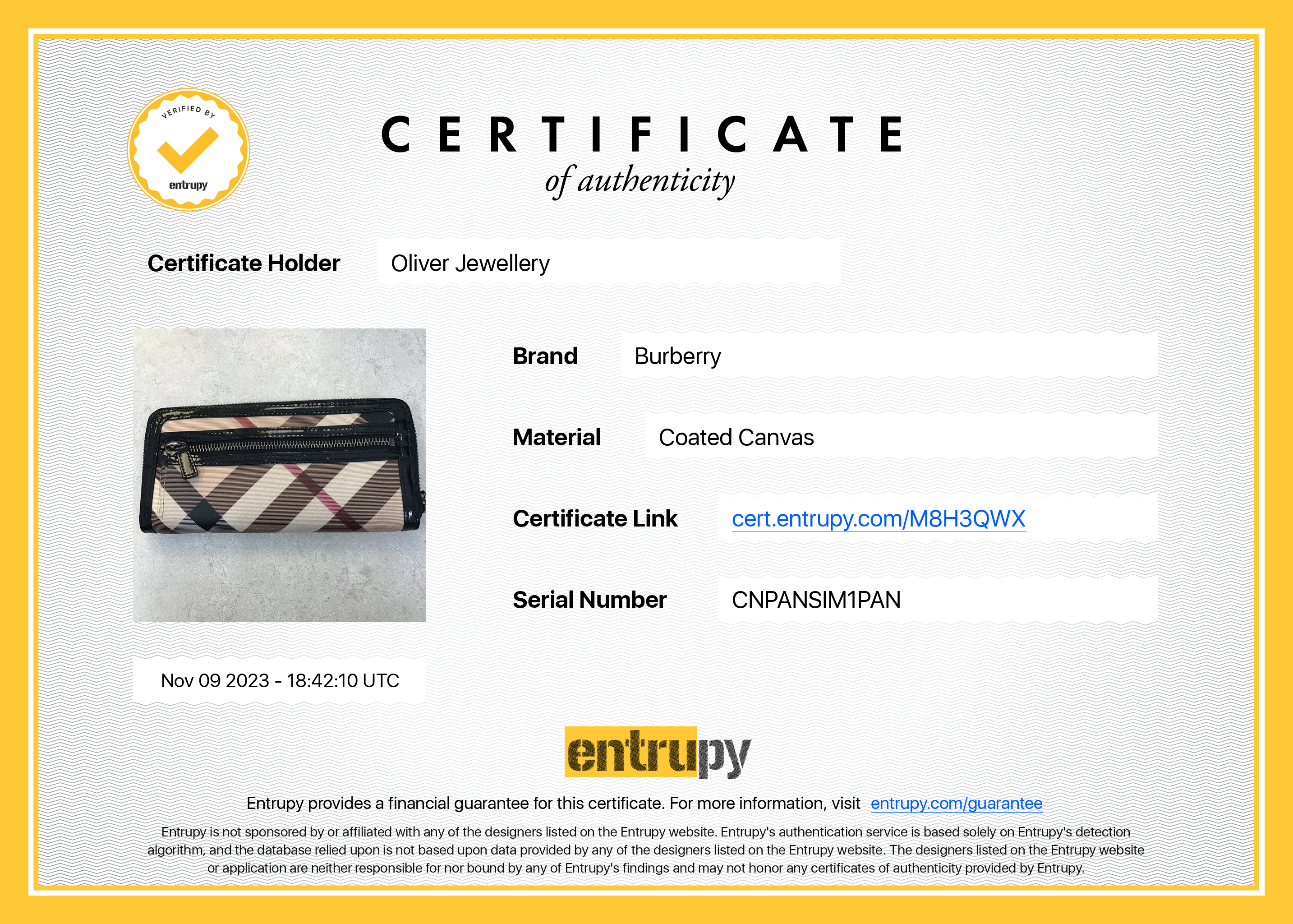 Burberry Nova Check Long Zip Wallet