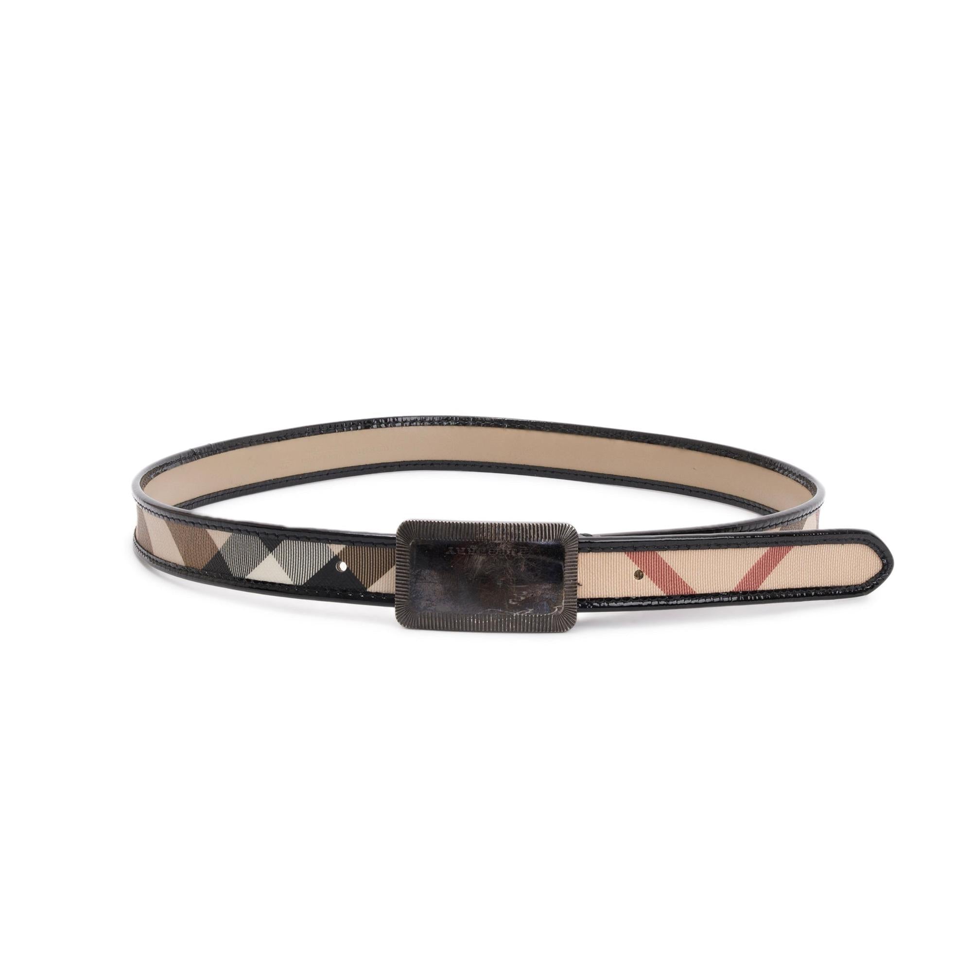 Burberry Nova Check and Leather Skinny Belt
