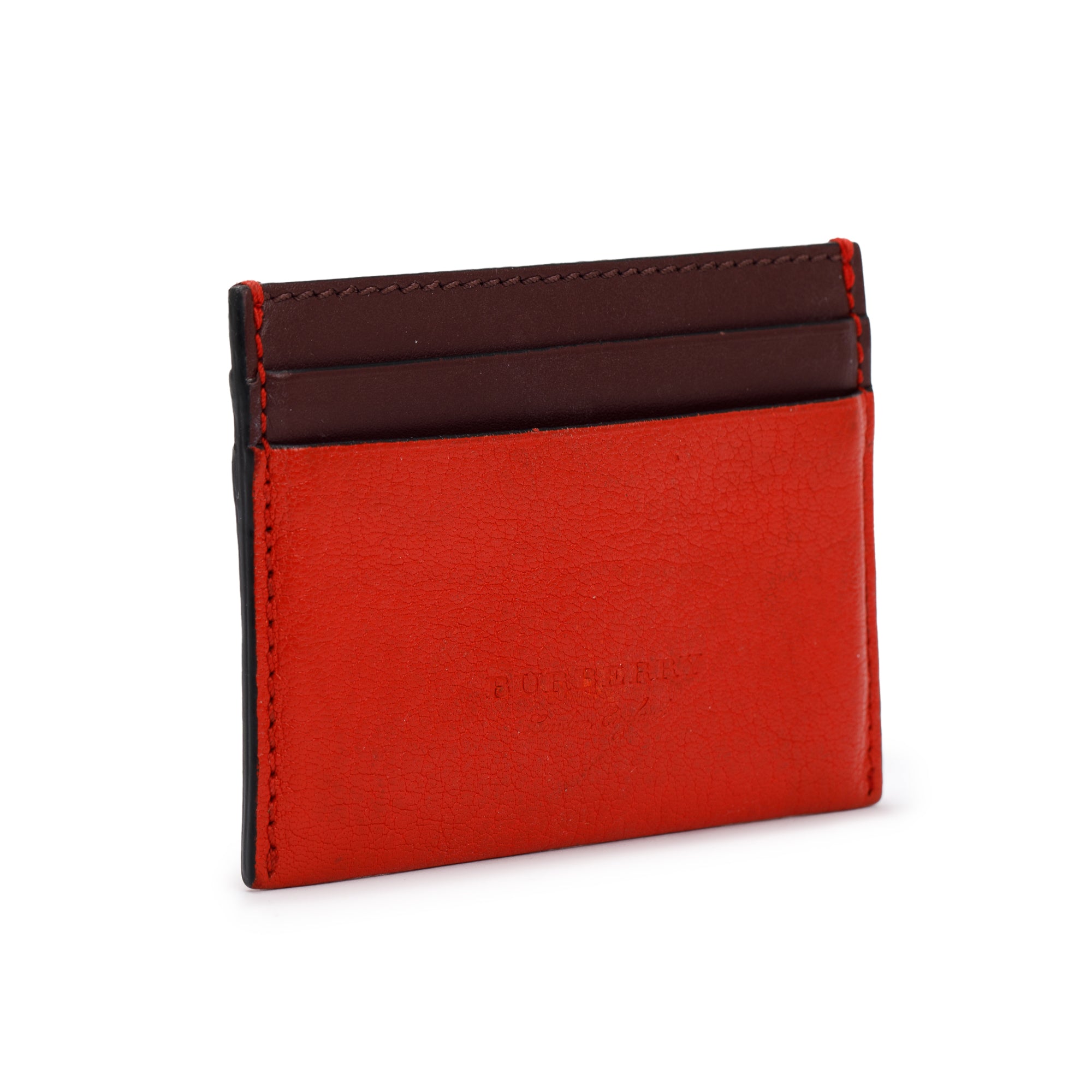 Burberry Orange/Burgundy Leather Card Holder