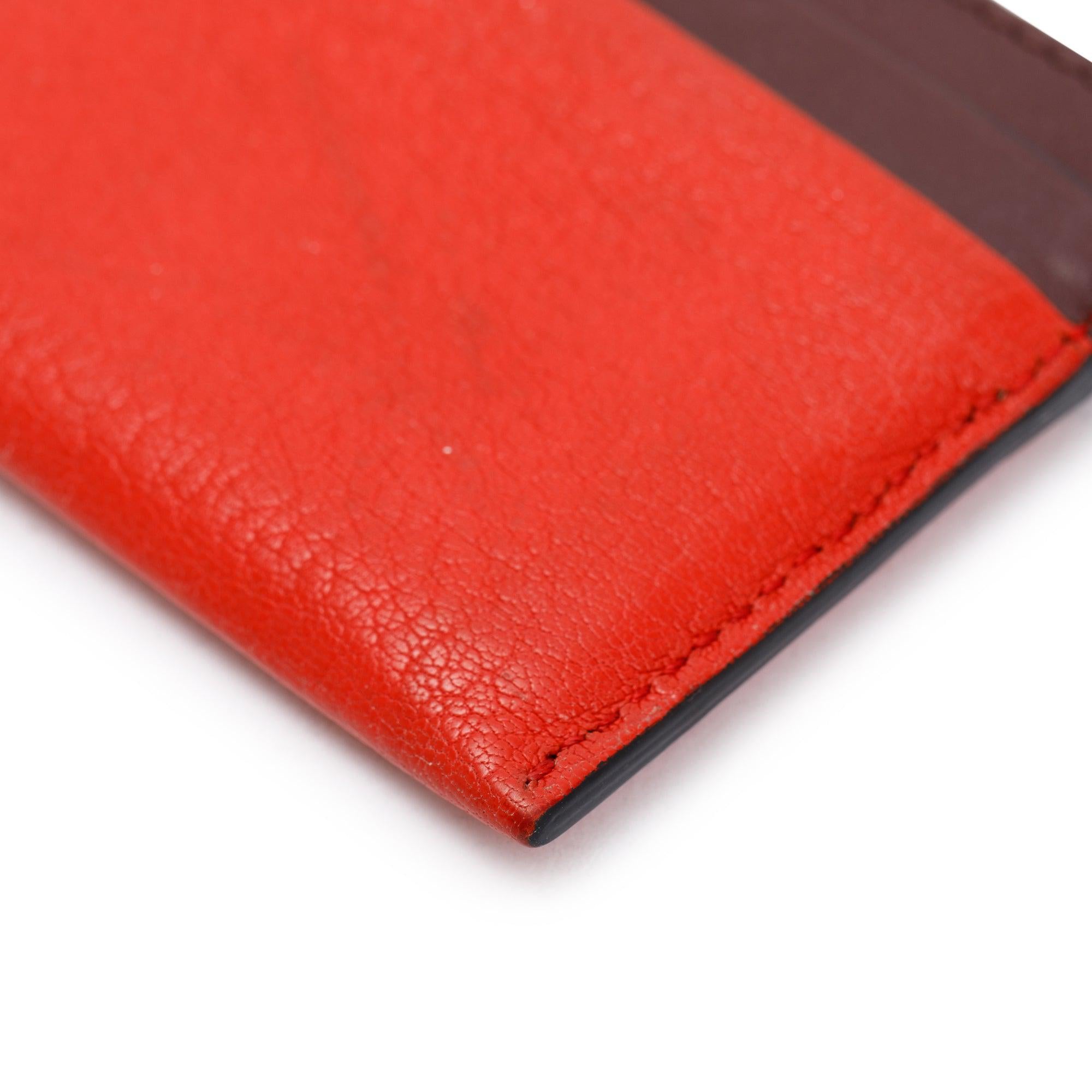 Burberry Orange/Burgundy Leather Card Holder