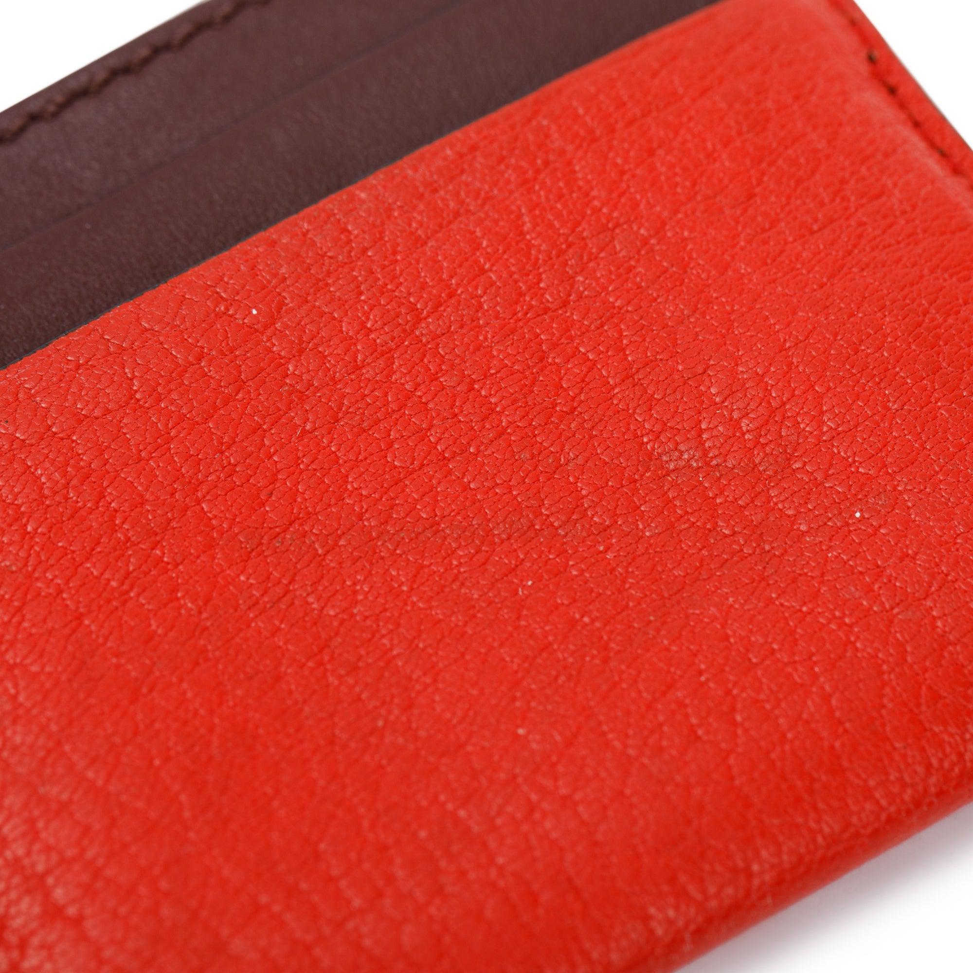 Burberry Orange/Burgundy Leather Card Holder