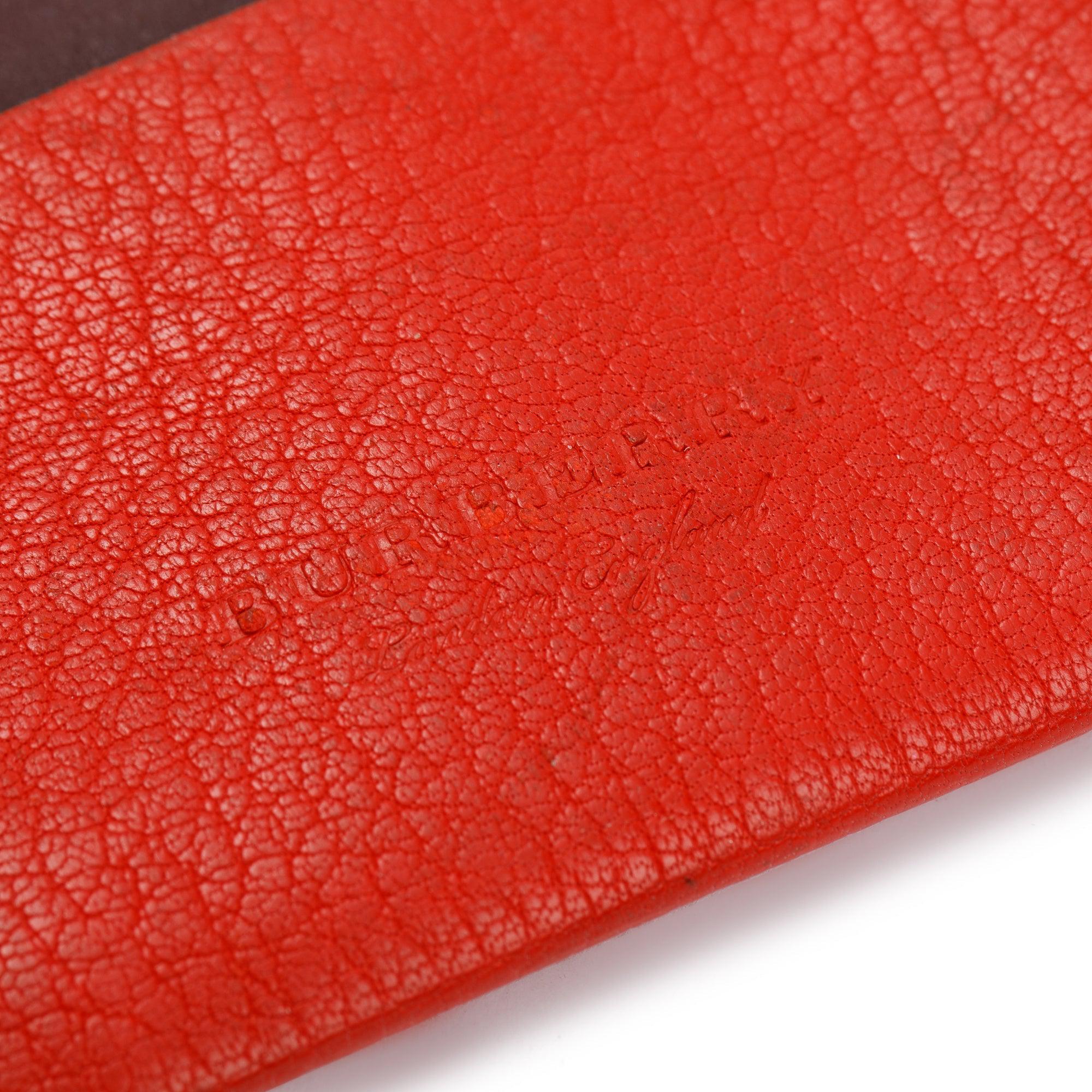 Burberry Orange/Burgundy Leather Card Holder