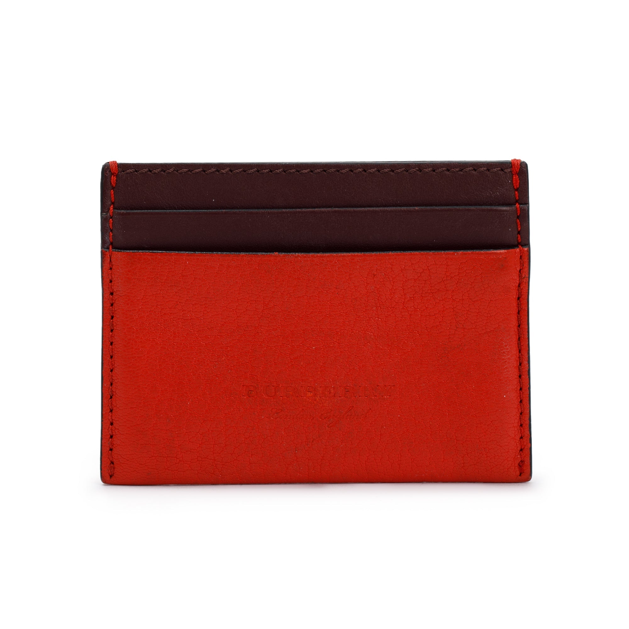 Burberry Orange/Burgundy Leather Card Holder