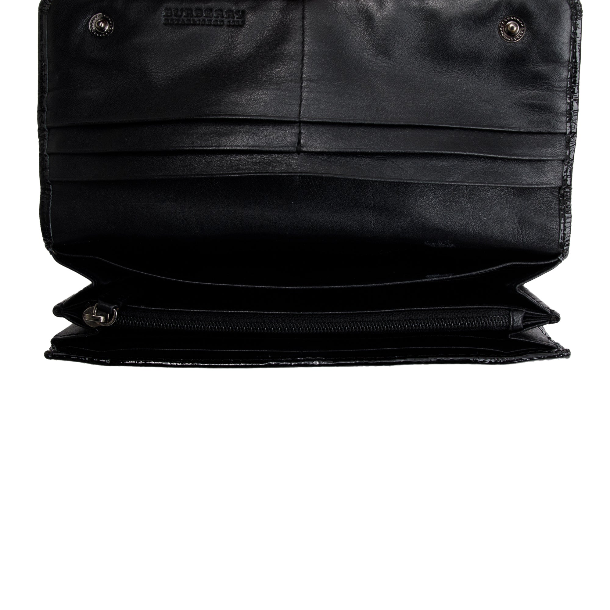 Burberry Patent Leather Trimmed Beat Check Continental Wallet