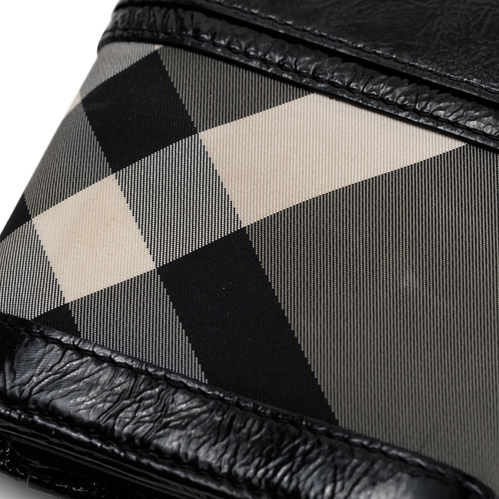 Burberry Patent Leather Trimmed Beat Check Continental Wallet