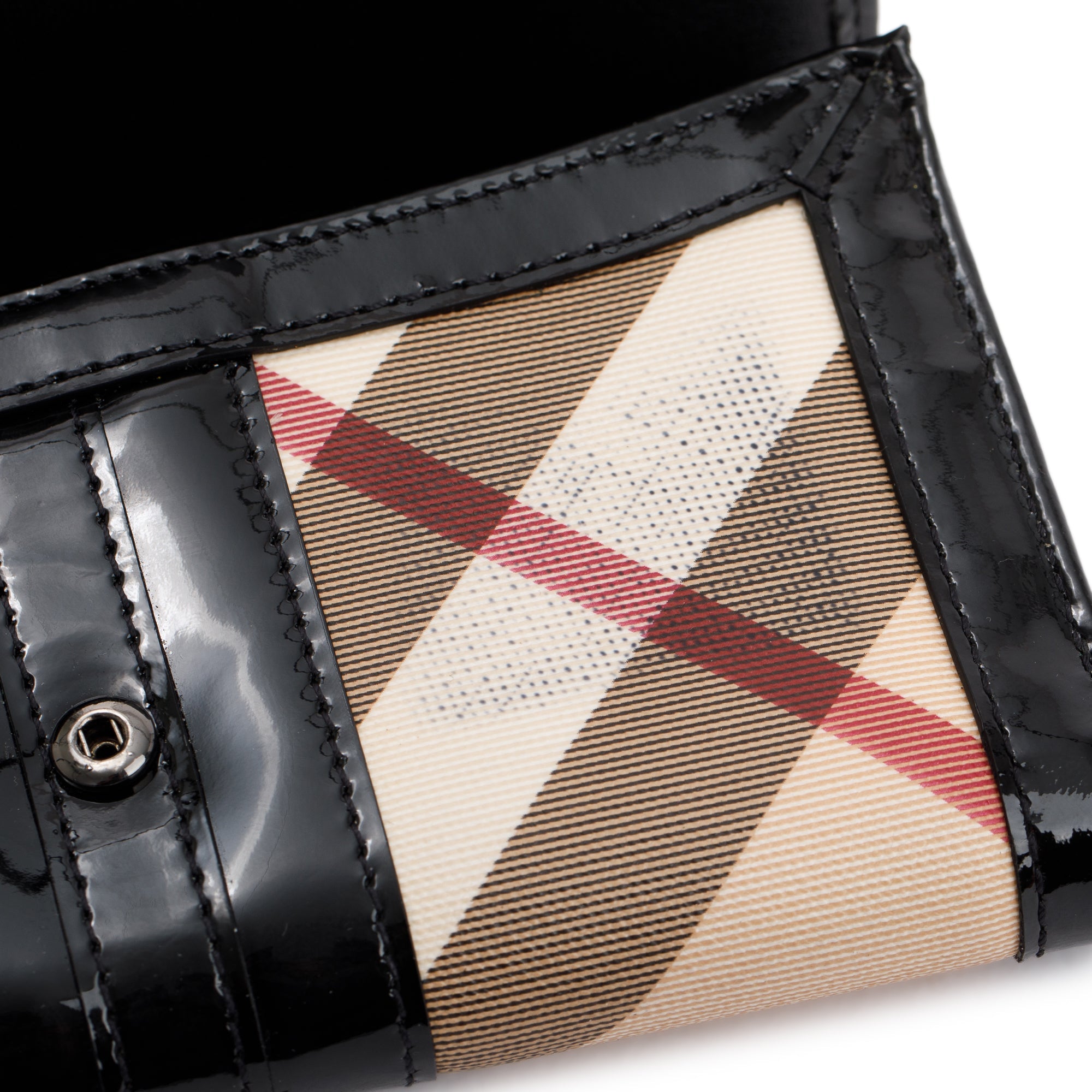 Burberry Patent Leather Trimmed House Check Continental Wallet