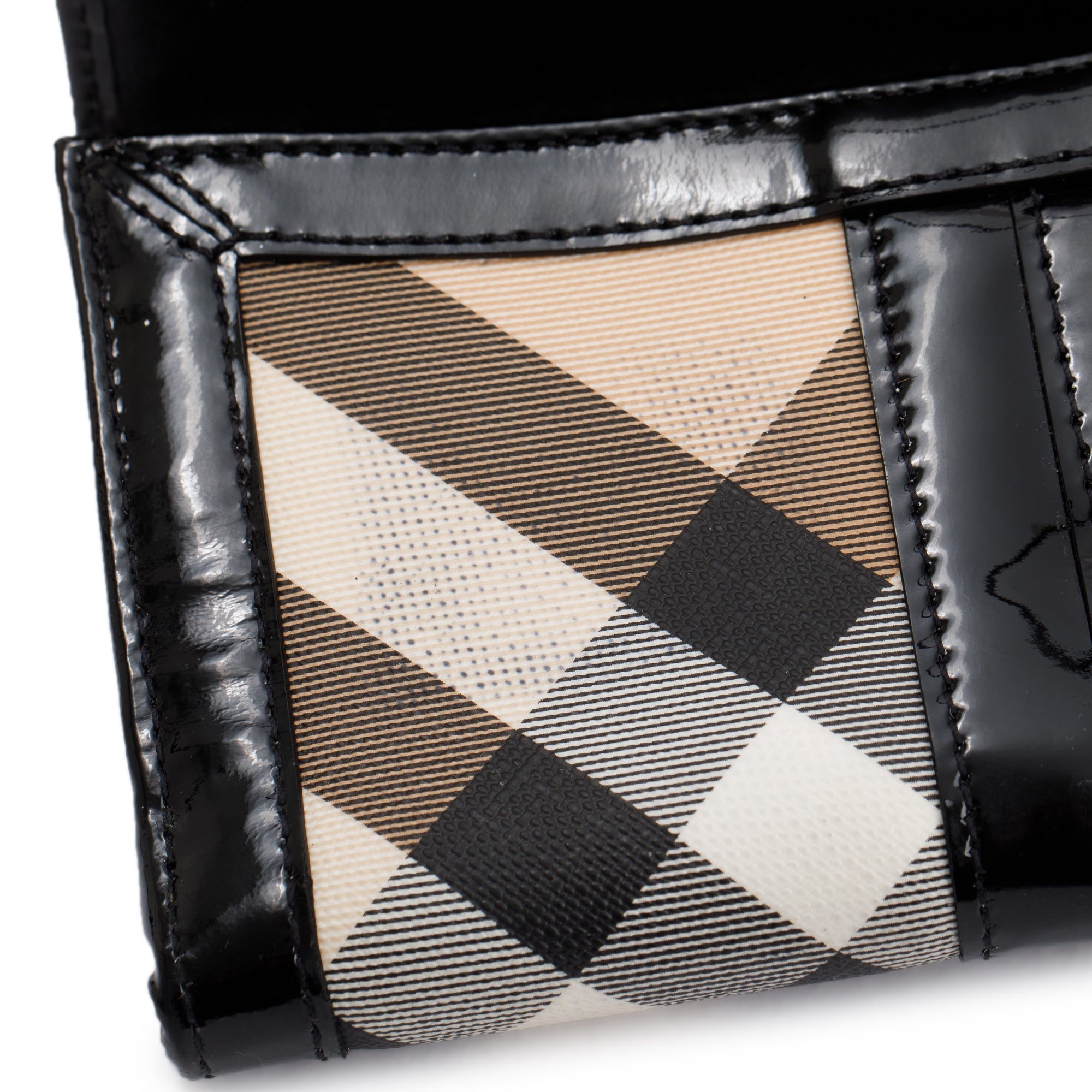 Burberry Patent Leather Trimmed House Check Continental Wallet