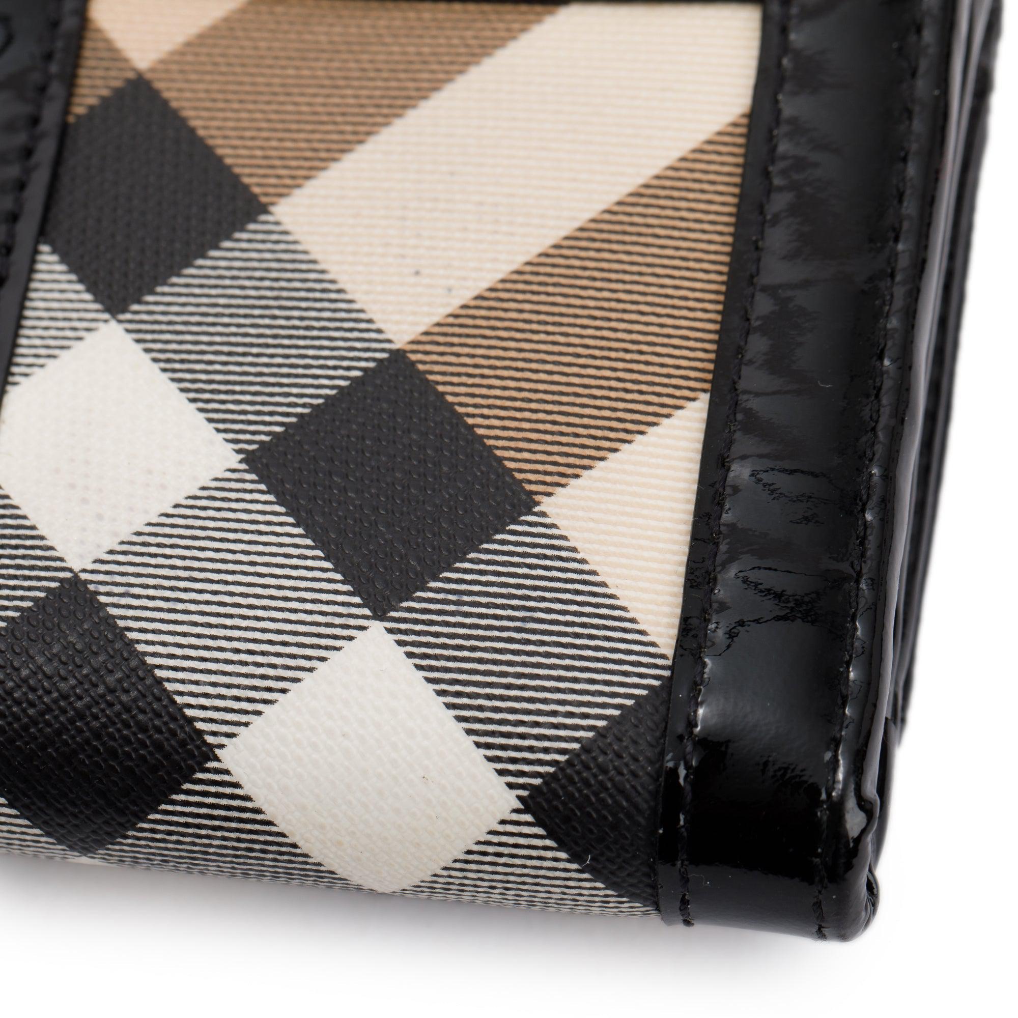 Burberry Patent Leather Trimmed House Check Continental Wallet