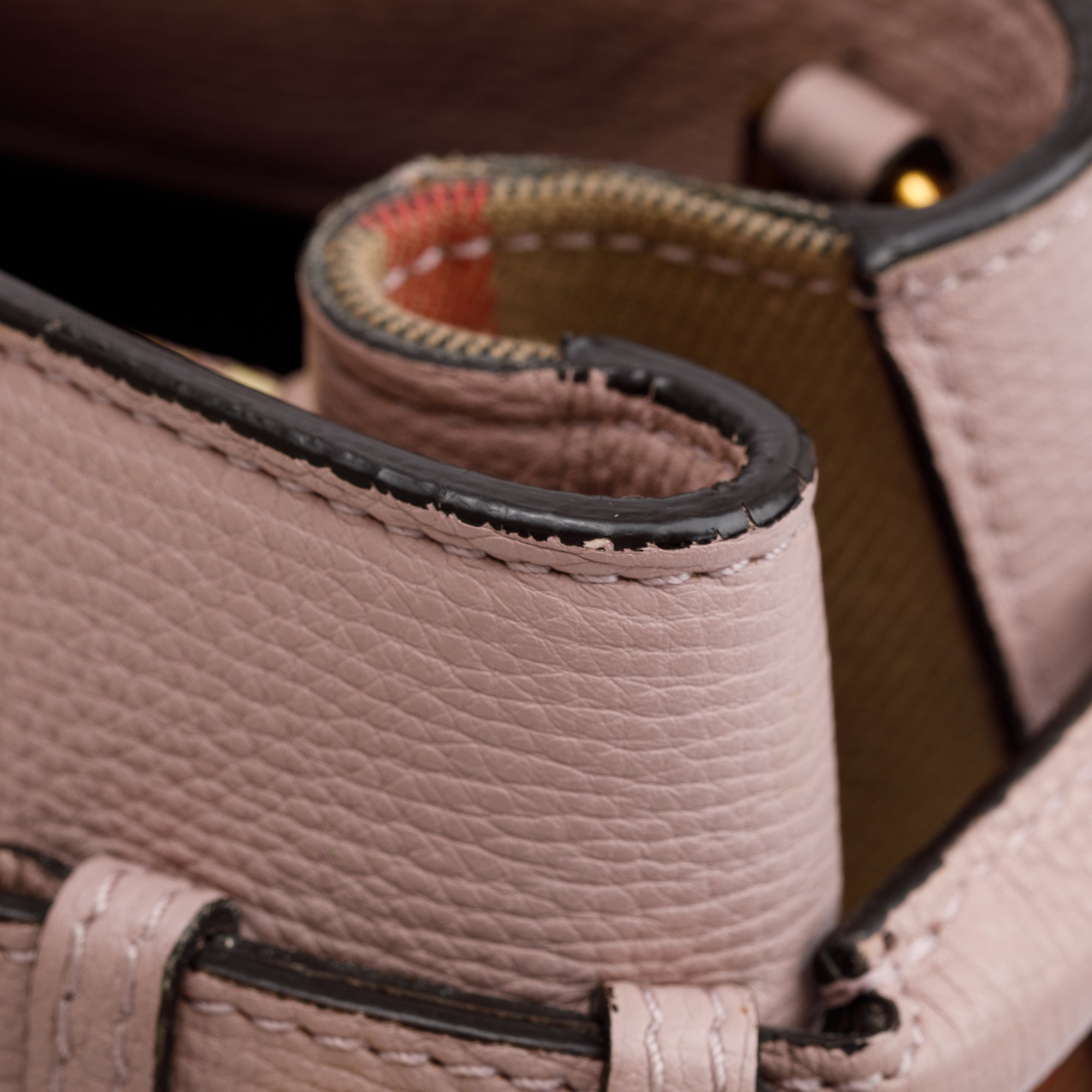 Burberry Pink Calfskin Leather House Check Medium Banner Tote w/ Strap