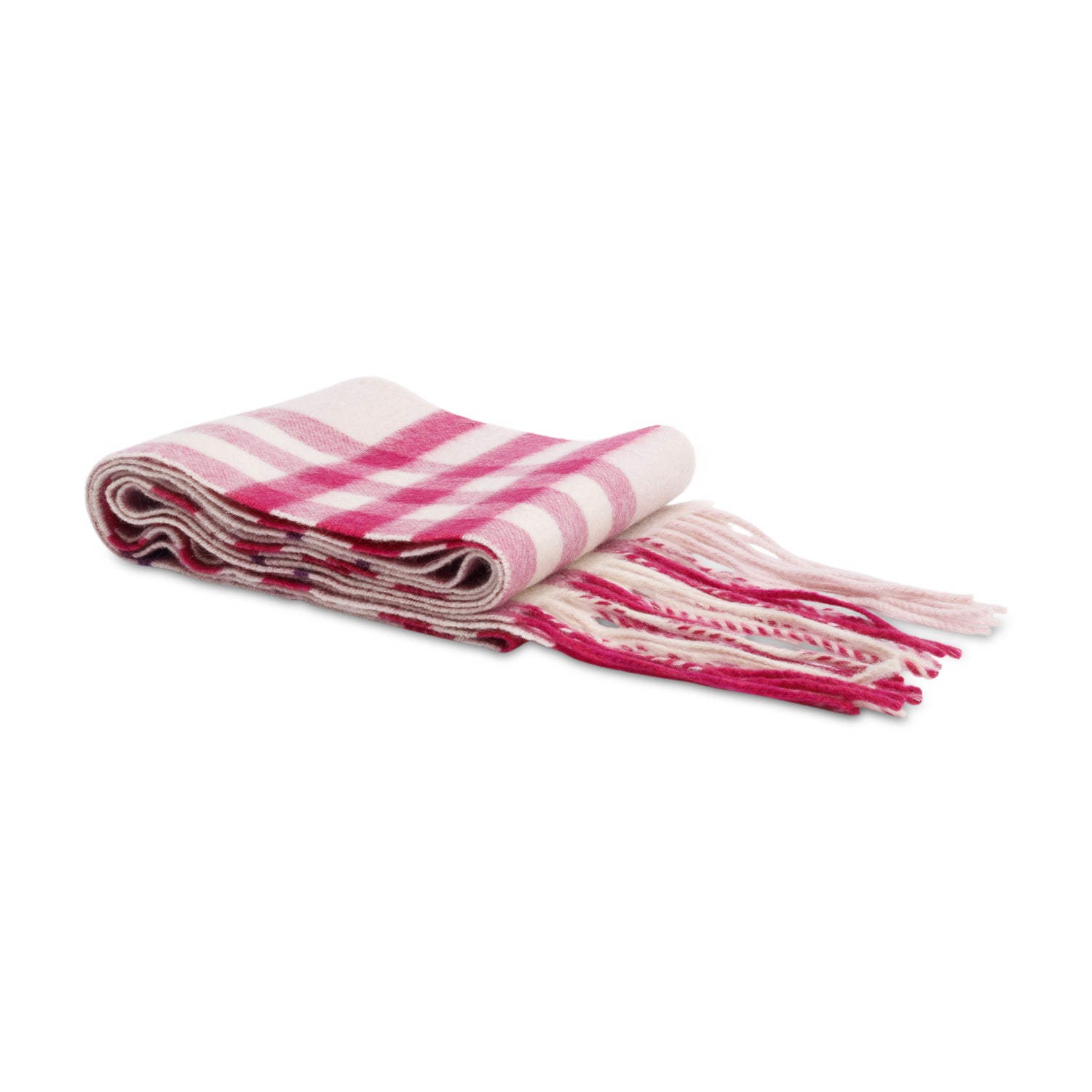Burberry Pink Multicolor House Check Cashmere Scarf