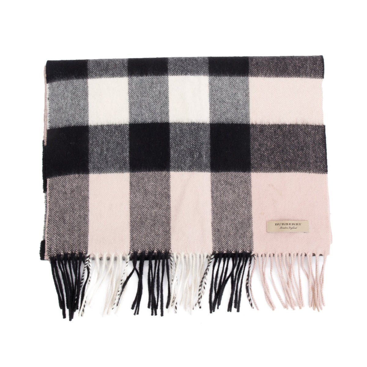 CHECK SCARF 180 CM IN SOFT PINK MIX BROWN CASHMERE 405488