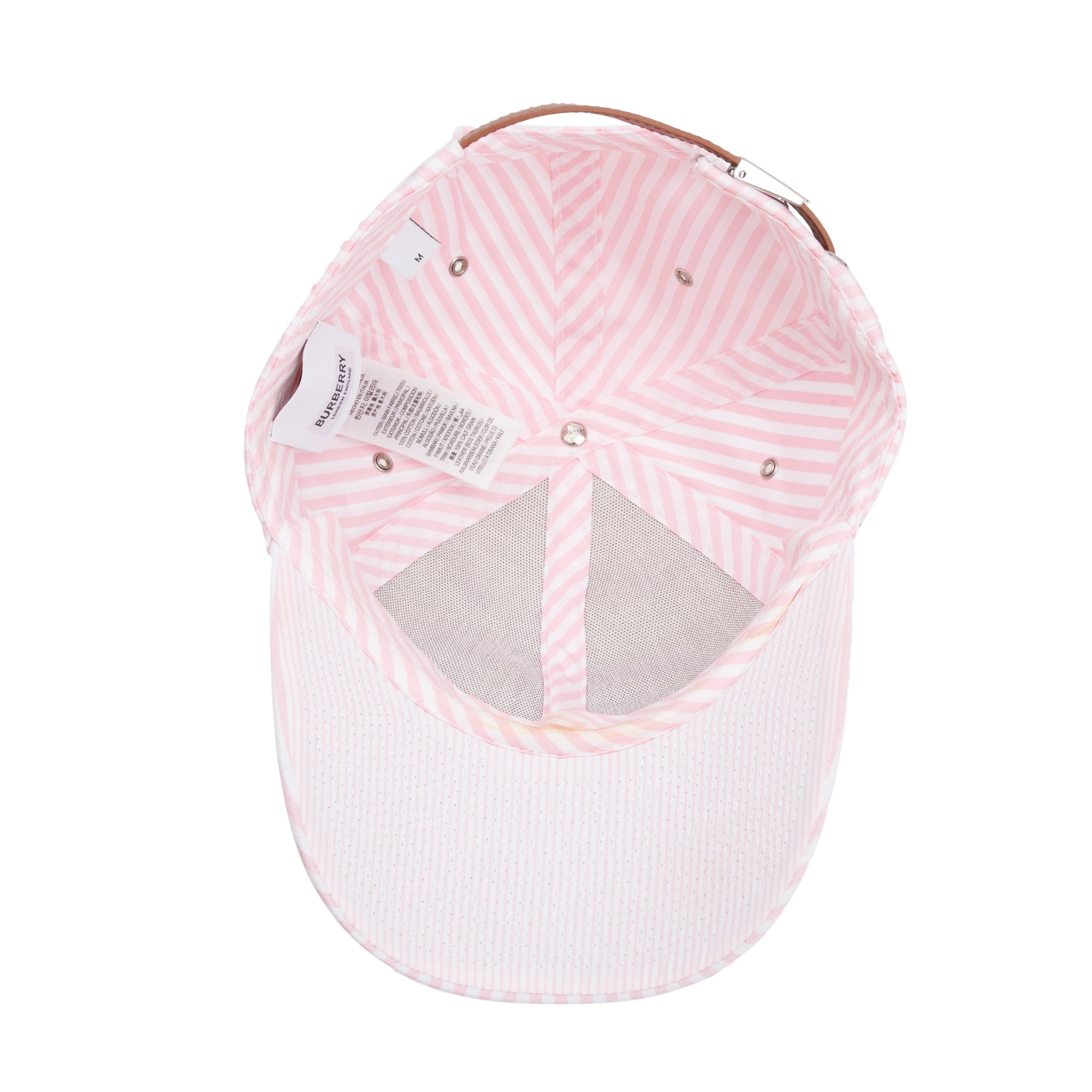 Burberry Pink Striped Baseball Cap, Size M