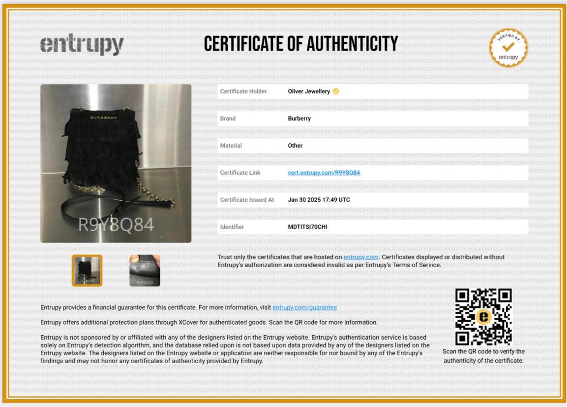 Burberry Prorsum Black Suede Fringe Crossbody Bag