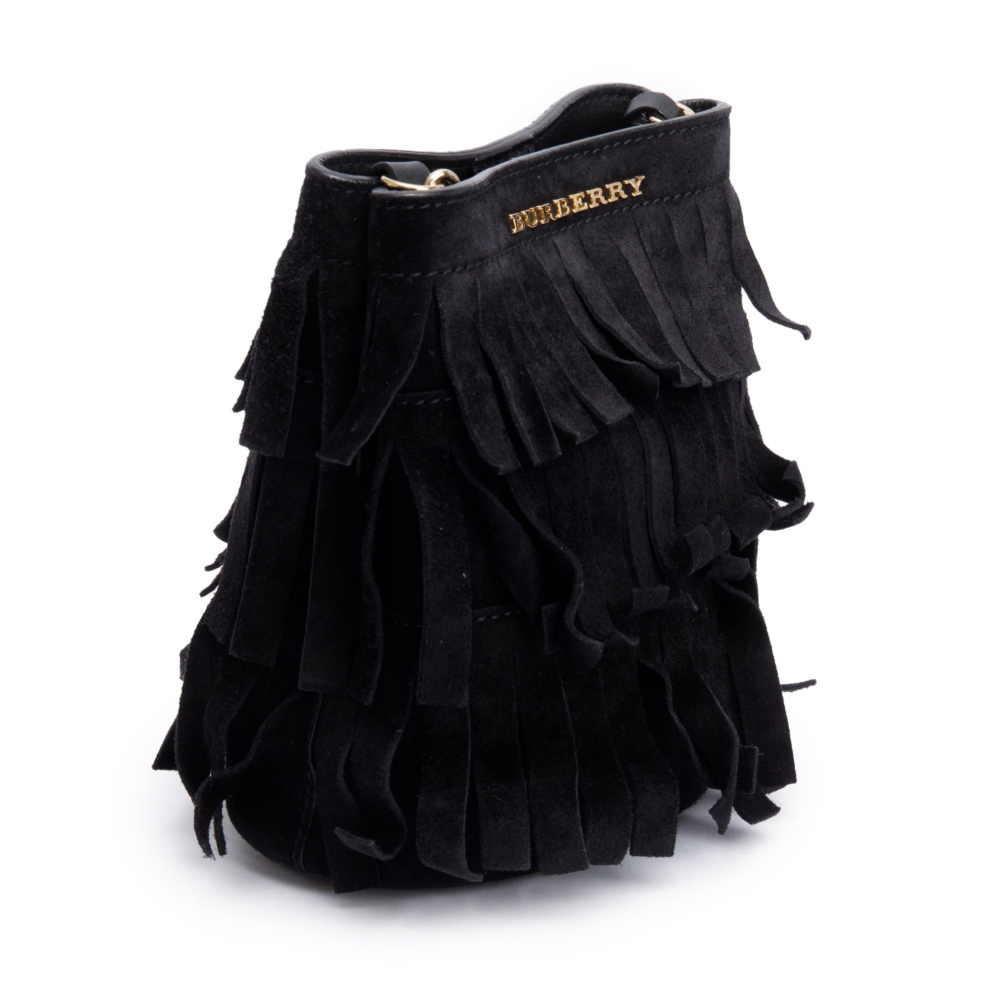 Burberry Prorsum Black Suede Fringe Crossbody Bag